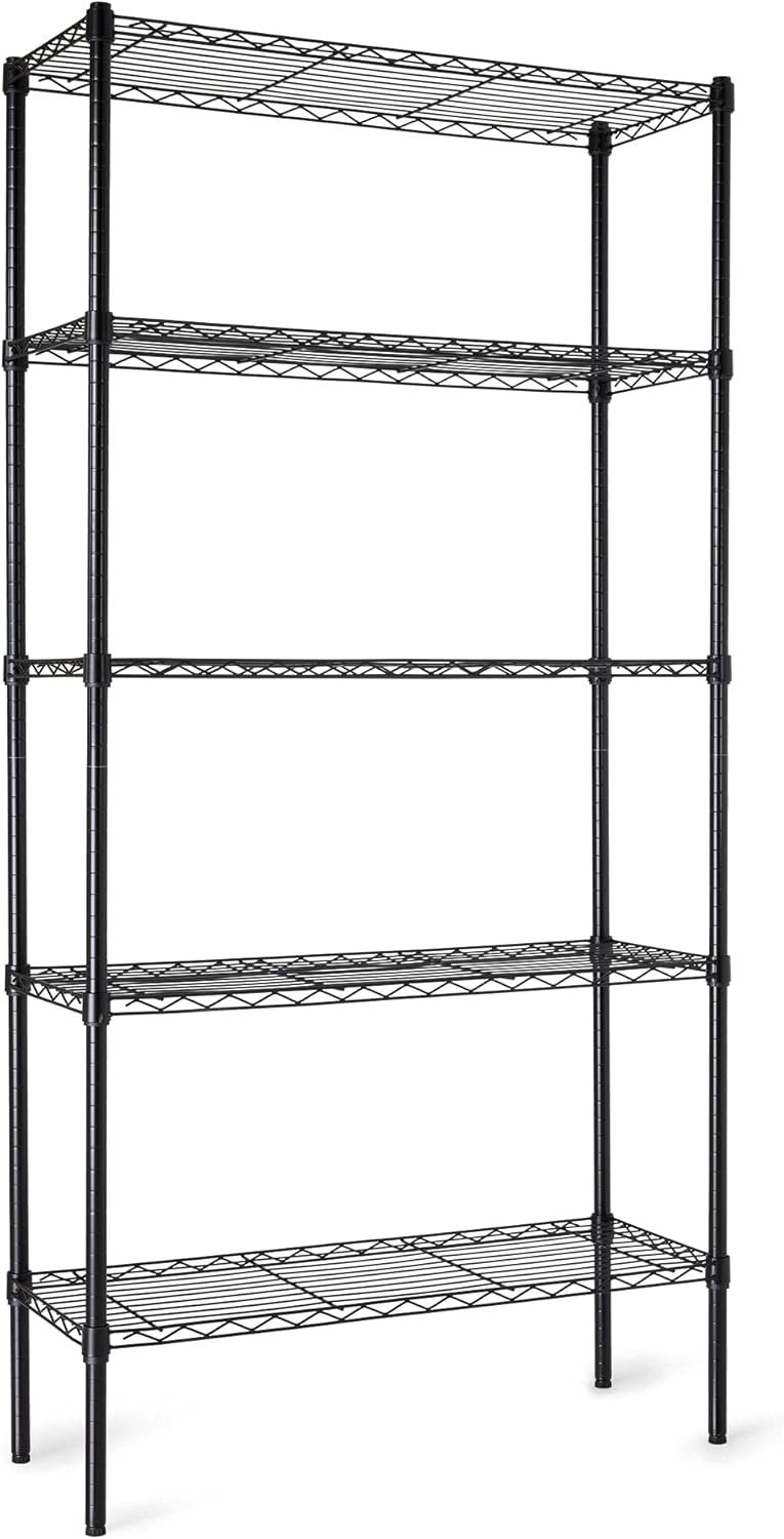 Amazon Basics 5-Shelf Adjustable Heavy Duty Steel Wire Rack Storage Shelving Organizer for Kitchen, Garage, 36" L x 14" W x 72" H, Black - Image 2