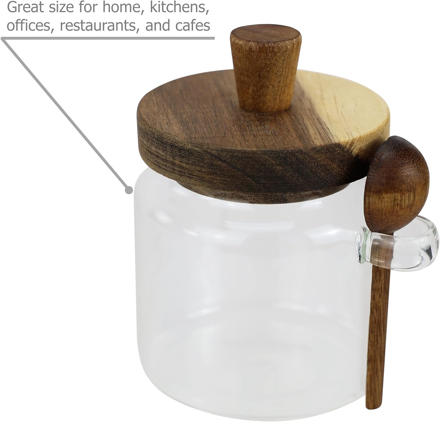 EIKS Glass Jars with Wooden Lids and Scoop, Airtight Food Storage Containers for Sugar Coffee Bean Candy Spice Bath Salt (18oz) - Image 8