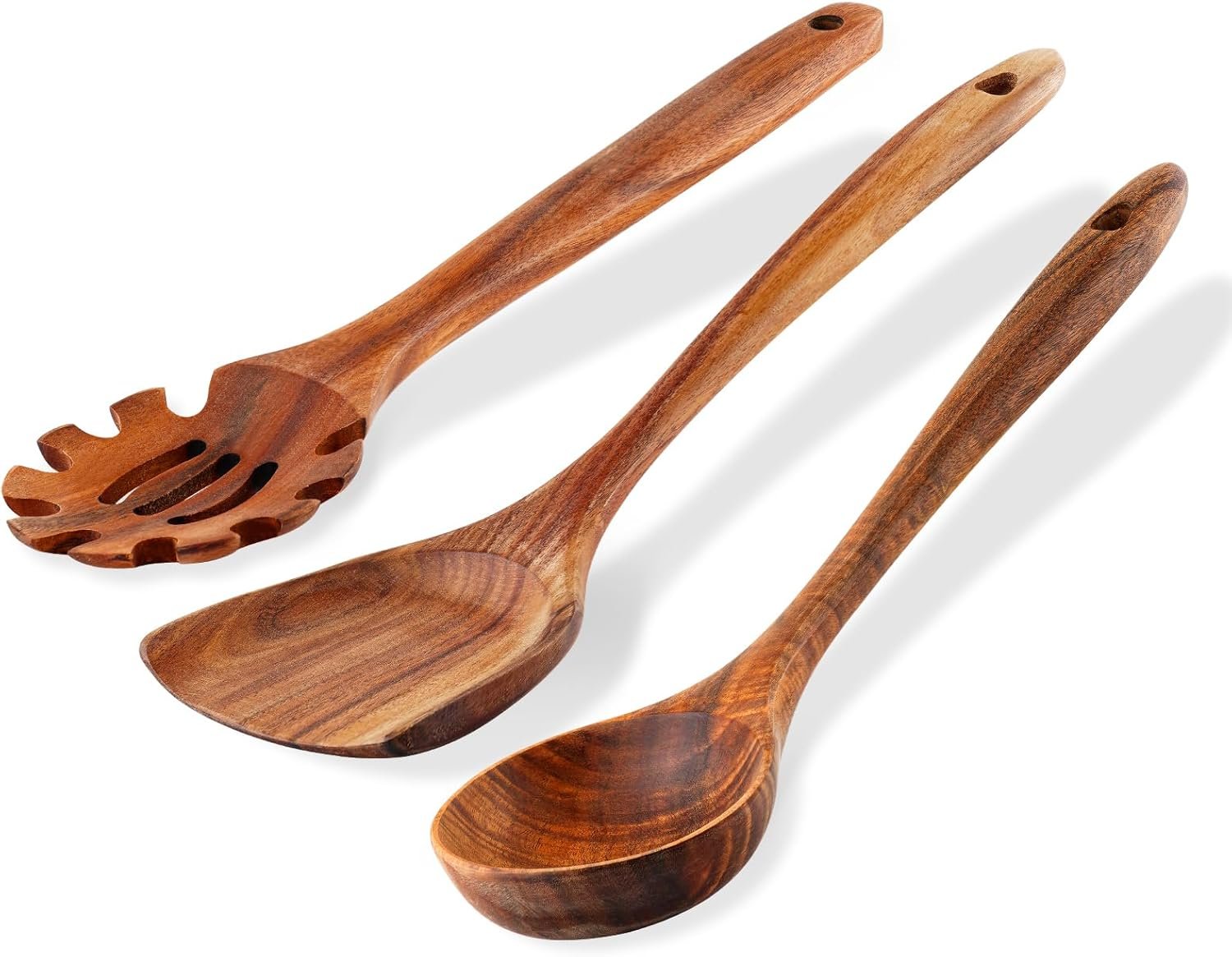 FJNATINH 3-Piece Teak Wooden Wok Spatula Set, Wooden Kitchen Utensil Set, 100% Natural Teak Wood Cooking Utensils - Image 10