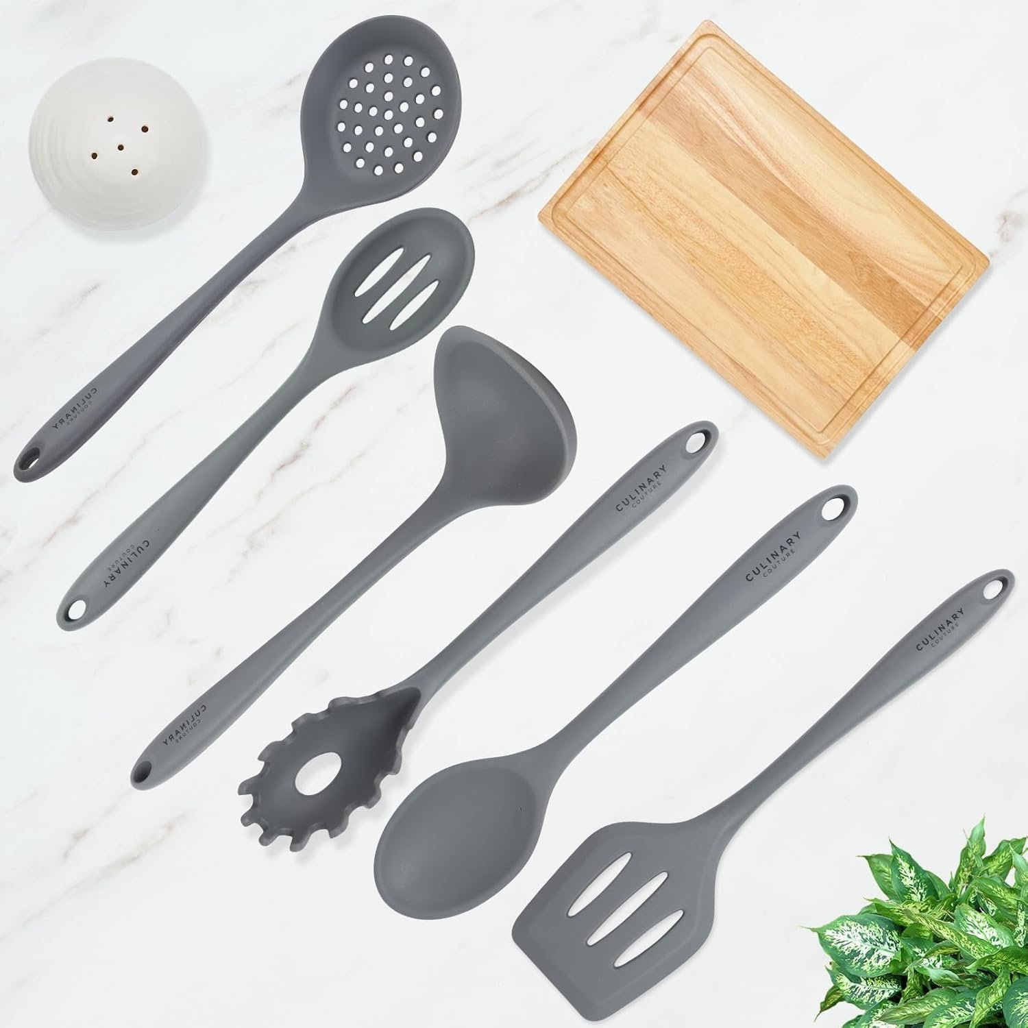 Culinary Couture Grey Silicone Kitchen Utensils Set of 6, Non-Stick Heat-Resistant Silicone Kitchen Utensils Set with Steel Inner Core - Image 7