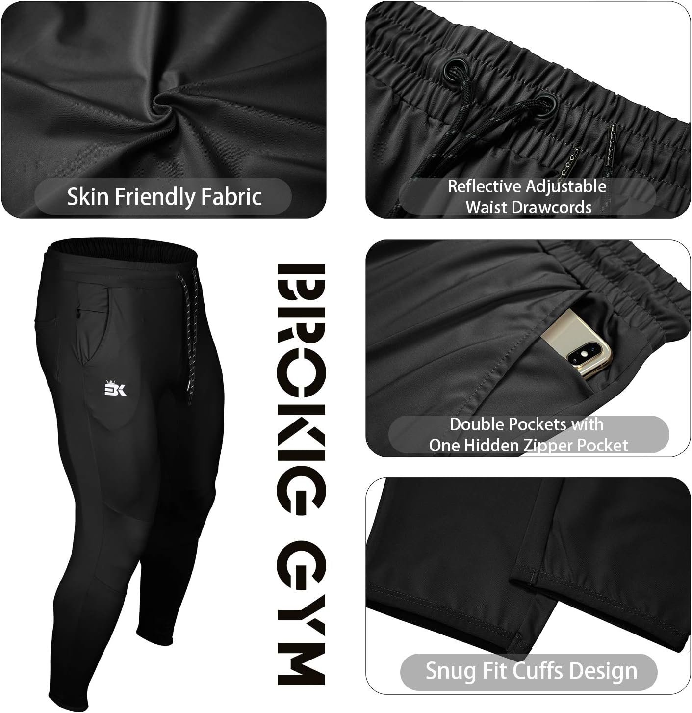 BROKIG Mens Lightweight Gym Jogger Pants,Men's Workout Sweatpants with Zip Pocket - Image 7