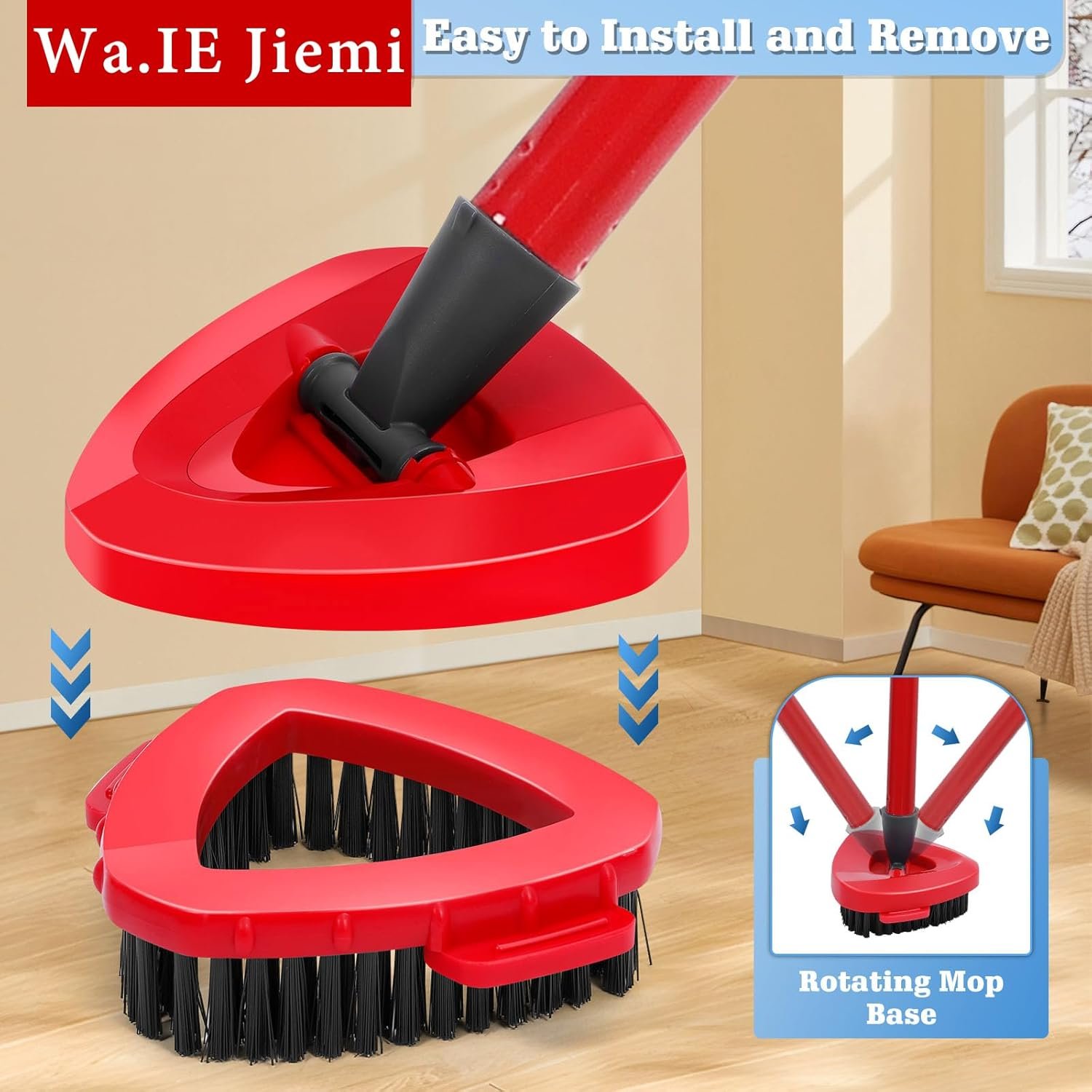 4 Packs Spin Mop Replacement Heads Compatible with Oceda RinseClean 2-Tank System, 4-Section Rotatable 30-58" Mop Handle,Mop Scrub Brush and Base Combo Set,Mop Refills Easy to Replace and Cleaning - Image 7