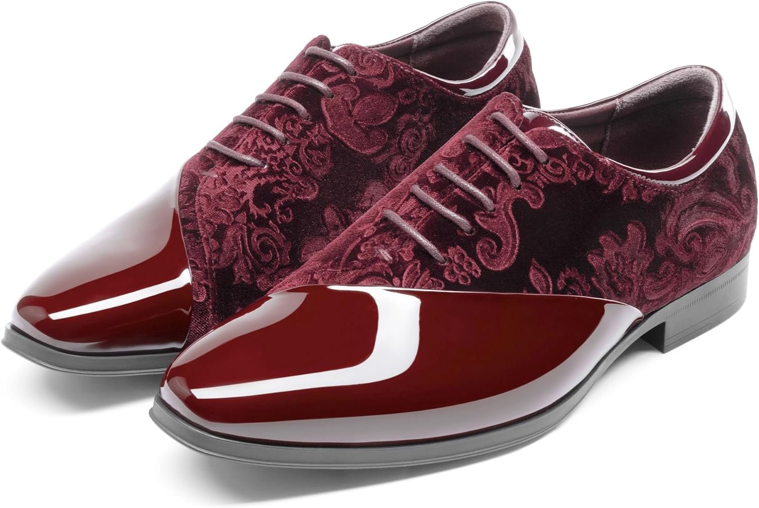 Bruno Marc Men's Dress Tuxedo Shoes Classic Patent Velvet Lace-up Formal Caden Oxford - Image 4