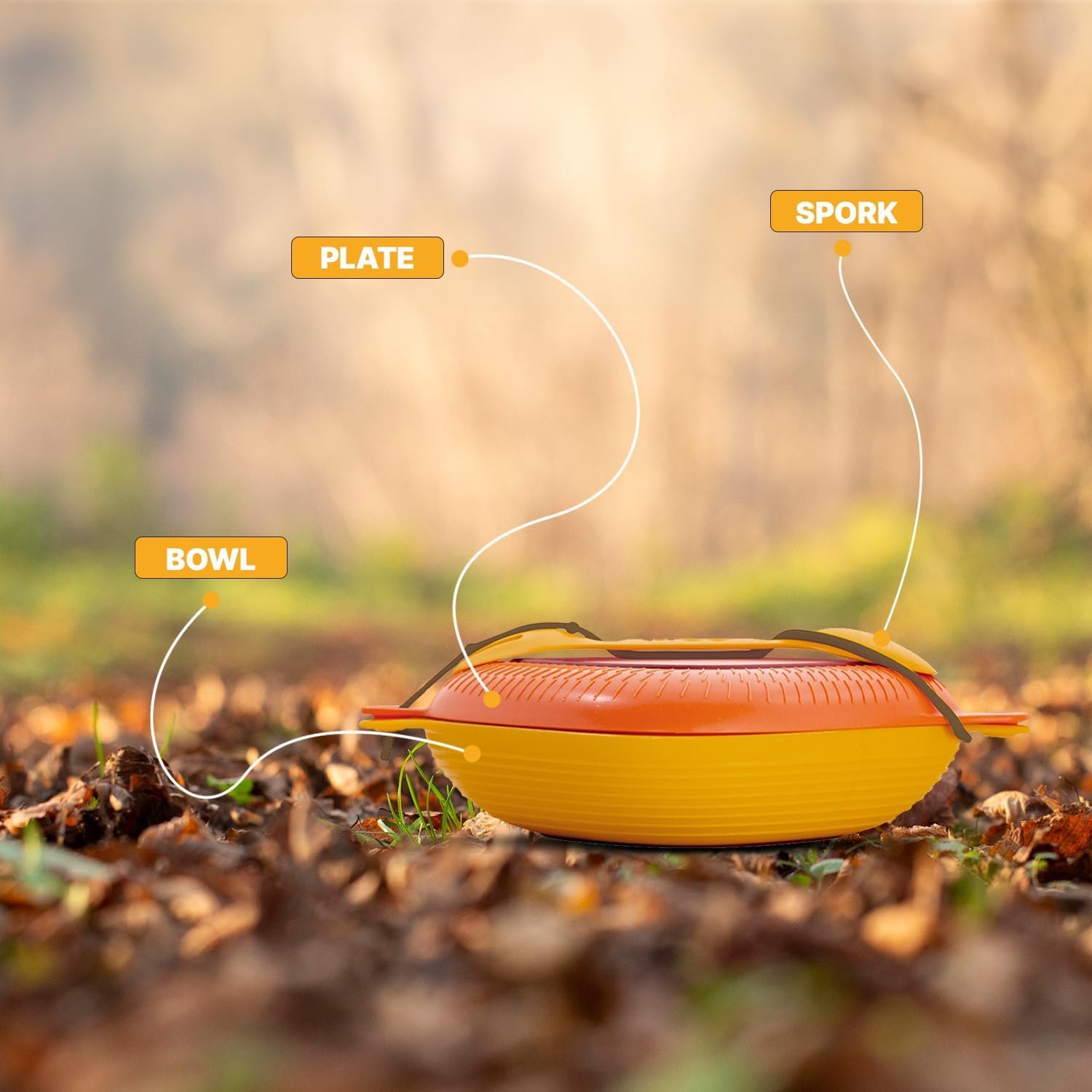 UCO 4-Piece Camping Mess Kit with Bowl, Plate and 3-in-1 Spork Utensil Set - Image 4