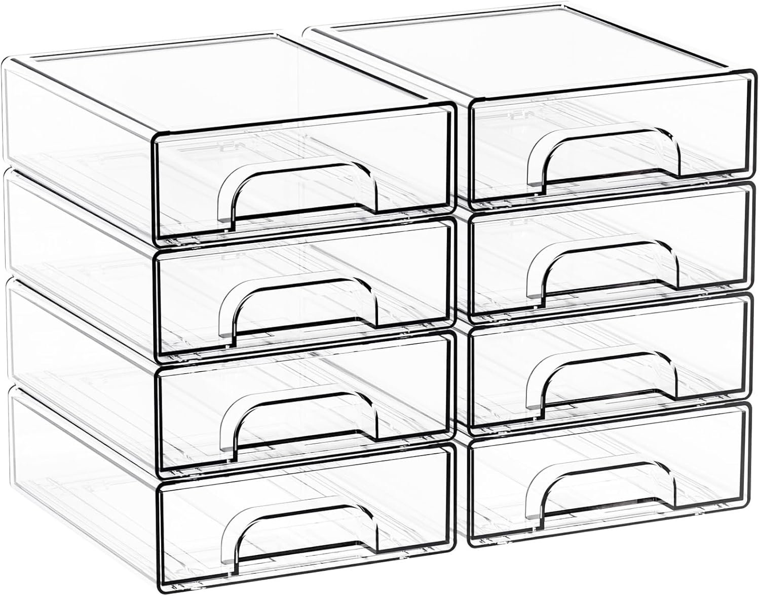 Yieach 2.2'' Tall Acrylic Clear Stackable Storage Drawer Organizer,8 Pack Desk Organization and Storage,Plastic Office Supply Organizer,Drawer Storage Organizer for Makeup,Accessory,Pen,Art Crafts - Image 10