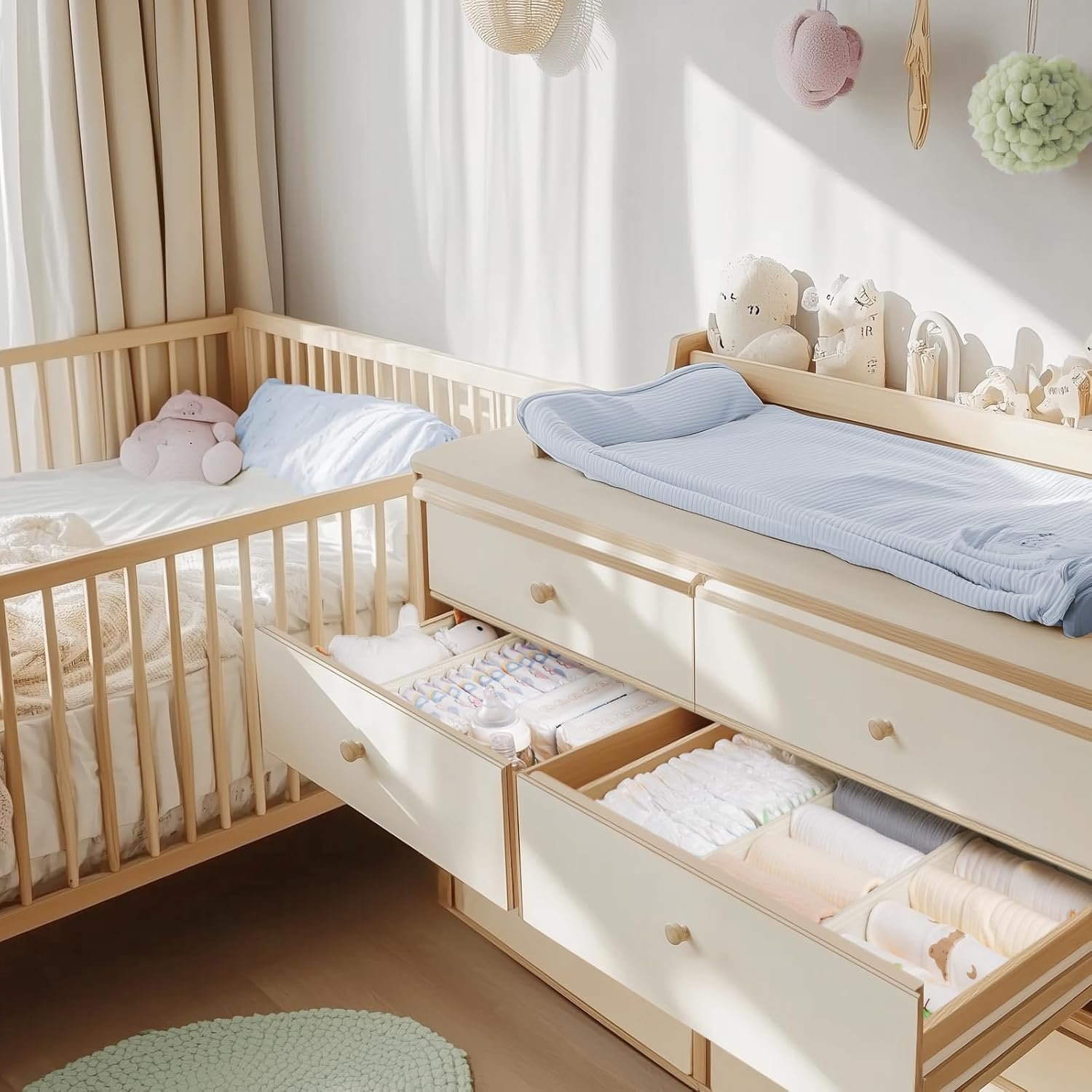 Criusia Drawer Organizer Clothes, 10 Pack Dresser Organizer for Baby Clothes, Underwear, Sock- Foldable Closet Organization and Storage Dividers Bins for Nursery, Bedroom (Beige) - Image 7