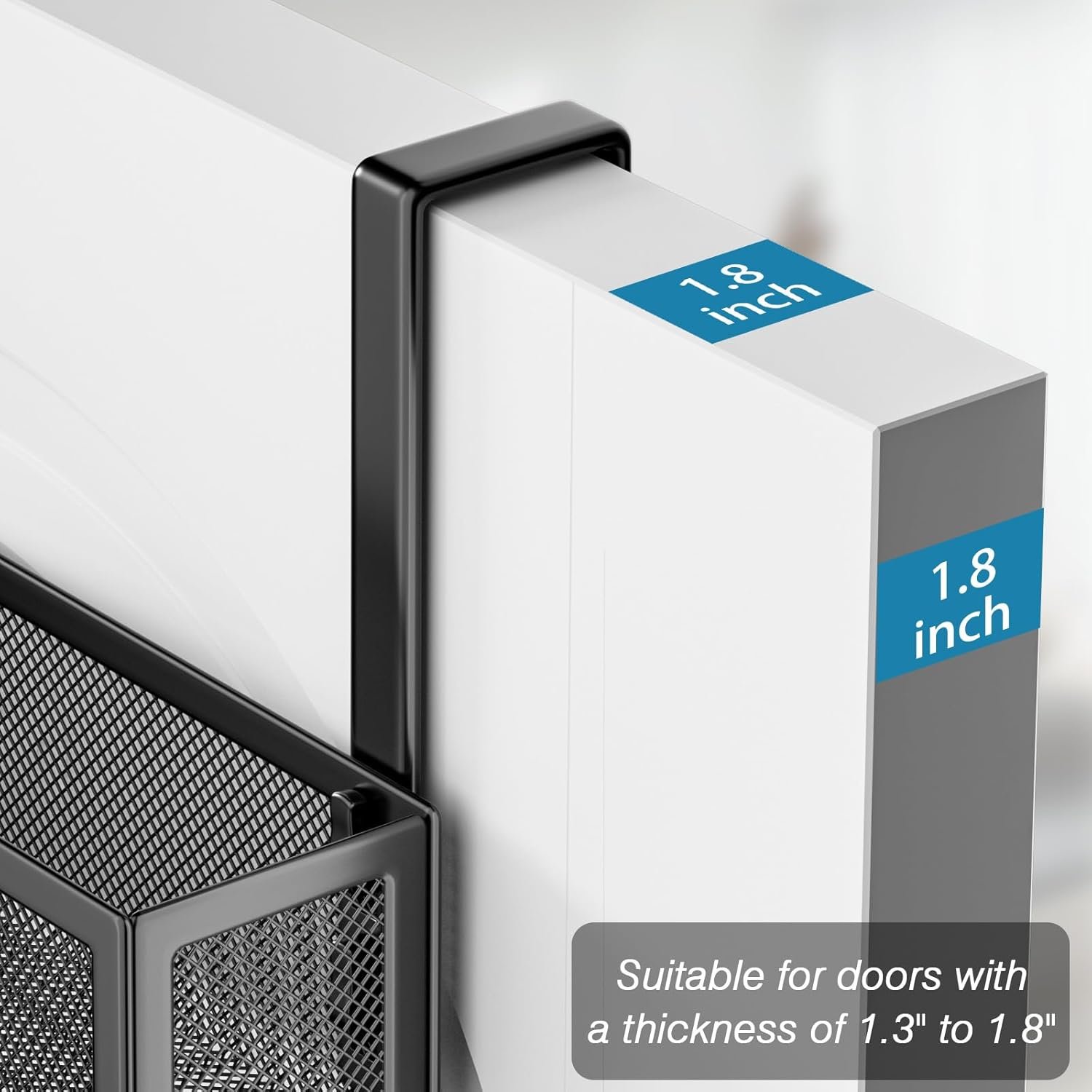 Over The Door Hooks Organizer, Over The Door Towel Rack with 12 Coat Hooks and 2 Mesh Basket, Bathroom Door Organizer Back of Door Hanger Organizer for Bedroom, Kitchen(Black) - Image 4