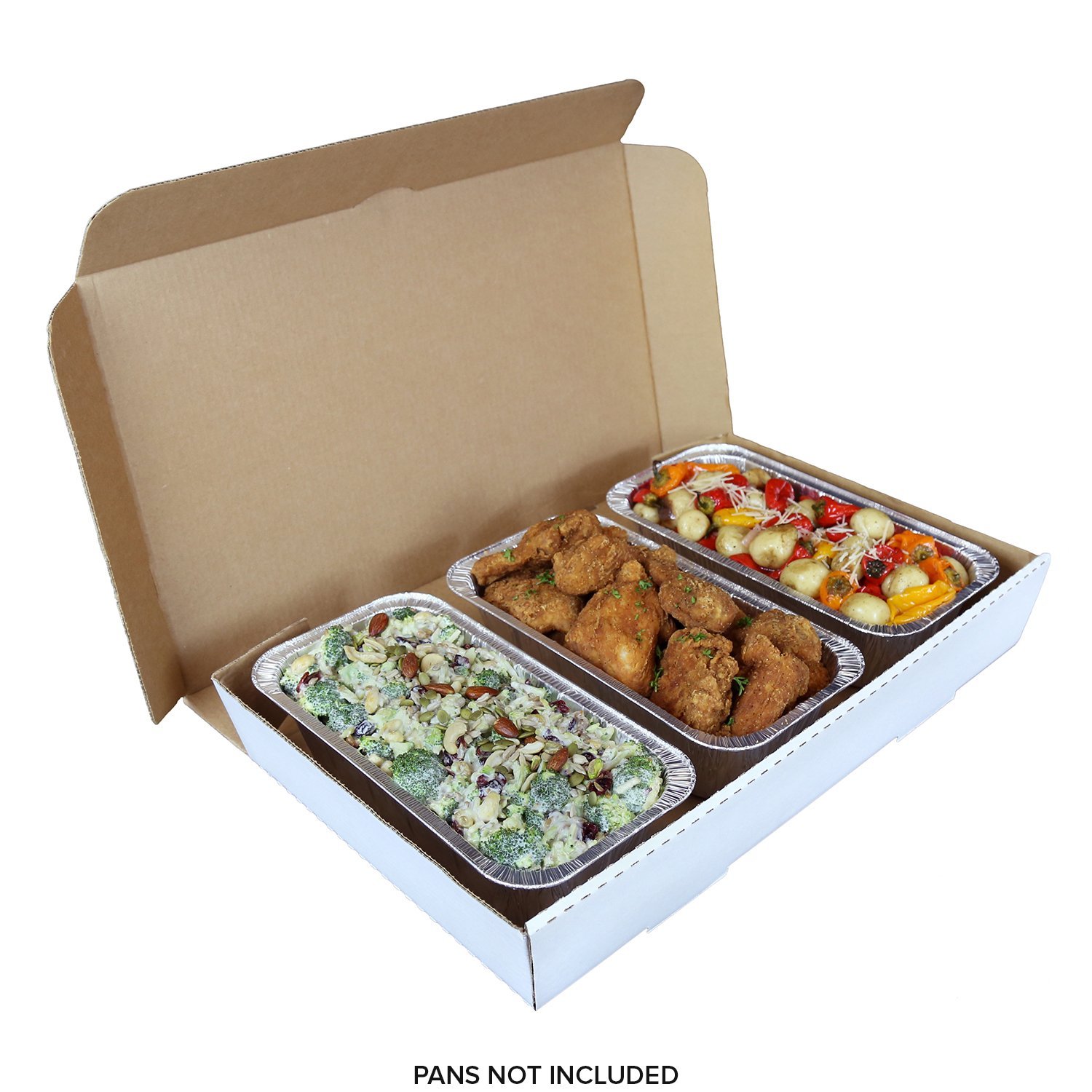 AmerCareRoyal Full Pan Corrugated Catering Box - Secure Stackable Food Delivery Container, Bakery Cardboard Food Storage Boxes, 21” x 13” x 3”, White, Case of 50 - Image 7