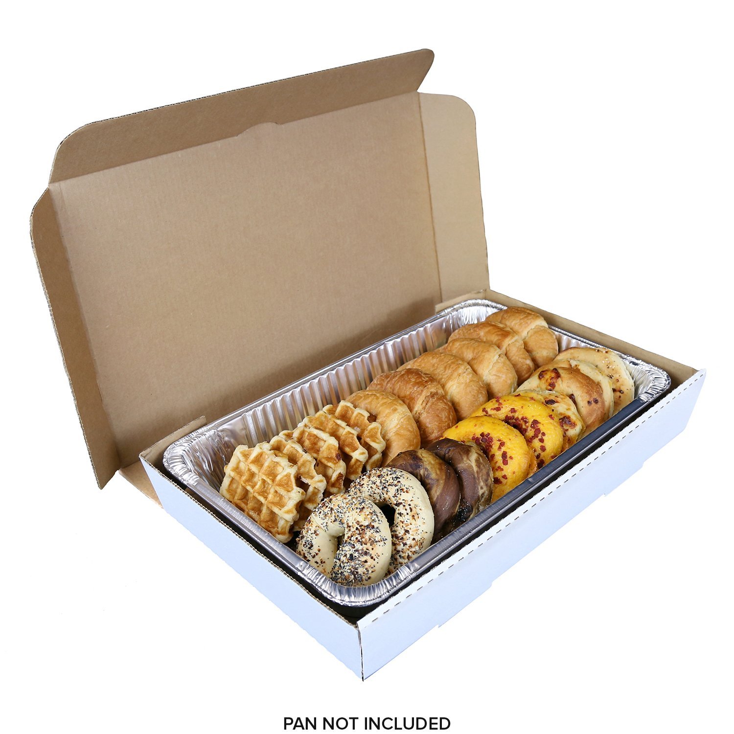 AmerCareRoyal Full Pan Corrugated Catering Box - Secure Stackable Food Delivery Container, Bakery Cardboard Food Storage Boxes, 21” x 13” x 3”, White, Case of 50 - Image 6