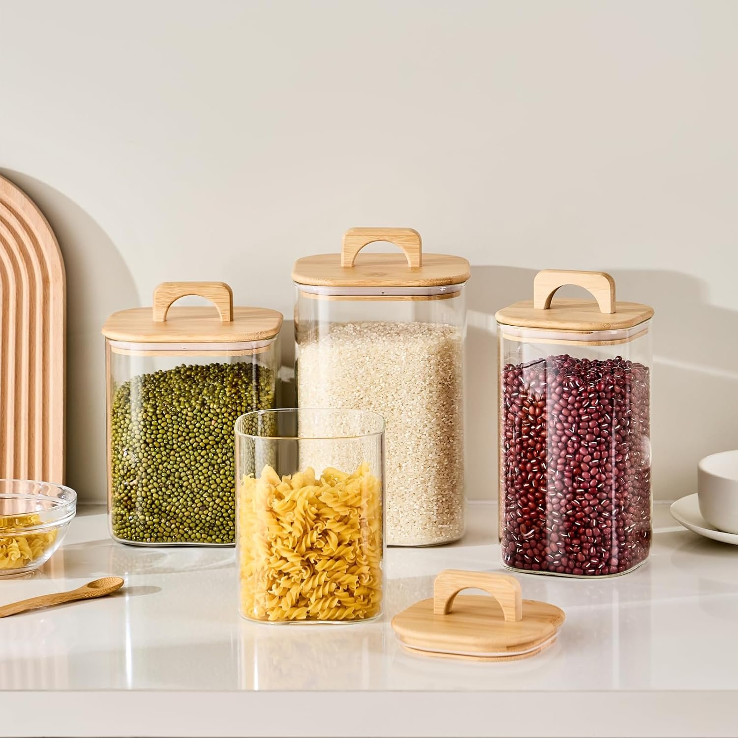 Sweejar 3 qt Glass Jars for Laundry Room Organization, 96 oz Laundry Pods Container, Glass Food Storage Jars with Airtight Lid, 1 Pack, Hand Lid - Image 10