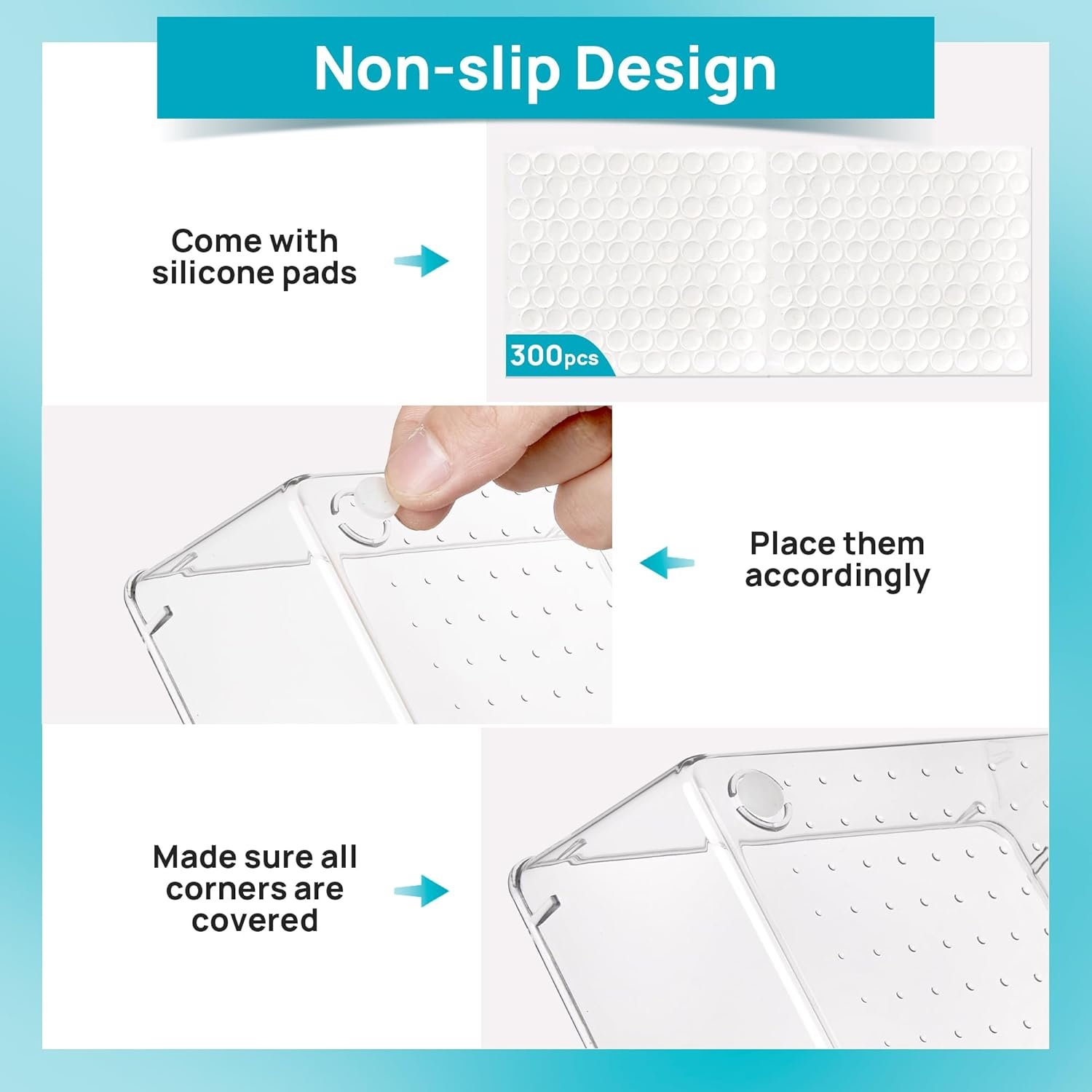 Vtopmart 66 PCS Clear Plastic Drawer Organizer Bins, 4-Size Versatile Bathroom and Vanity Organizer Trays, Acrylic Storage Containers for Makeup, Jewelry, Toiletry, Kitchen Utensils and Office Supply - Image 8