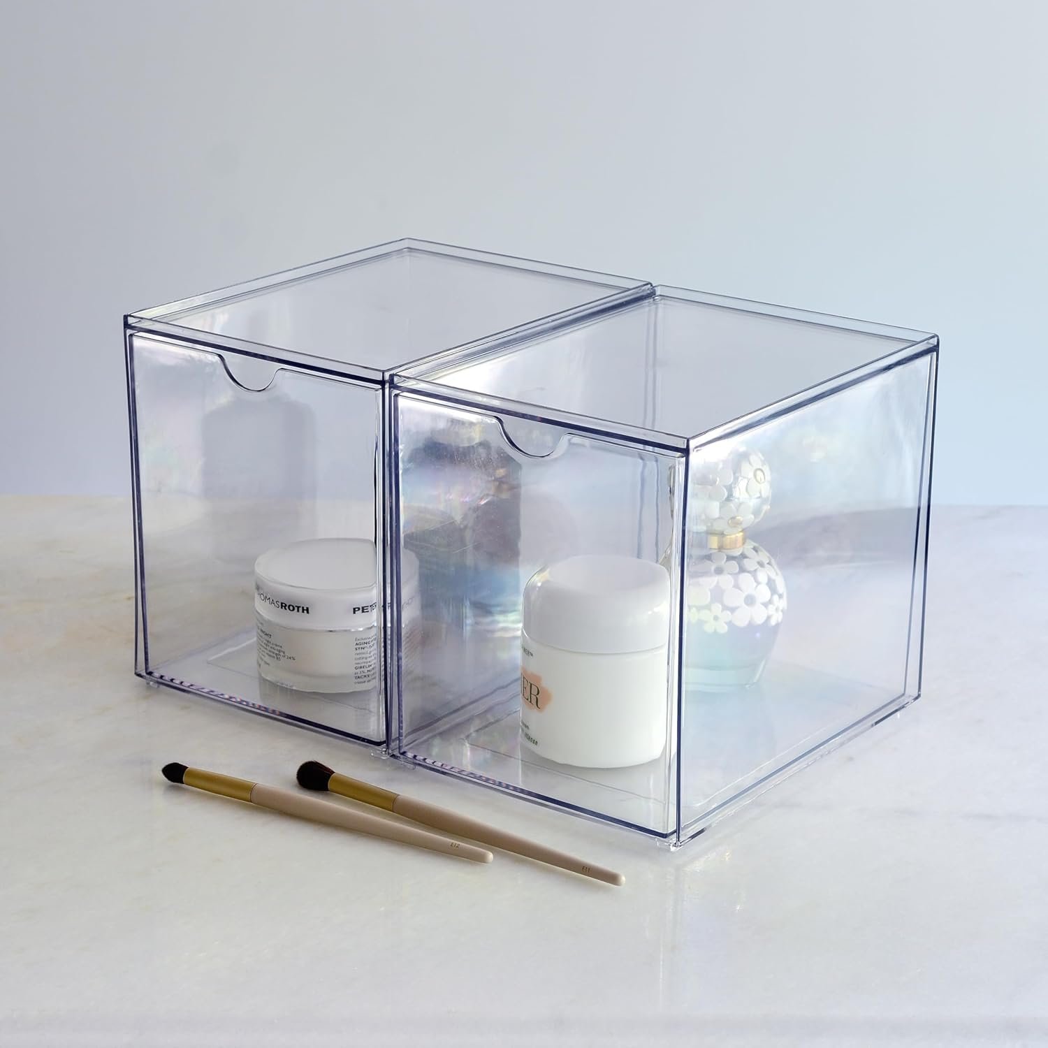 Youngever 2 Pack Large Stackable Organizer Drawers, Stackable Makeup Organizer, Stackable Makeup Storage, Clear Cosmetic Organizers, Makeup Organizer Drawers (6" x 8" x 7") - Image 5