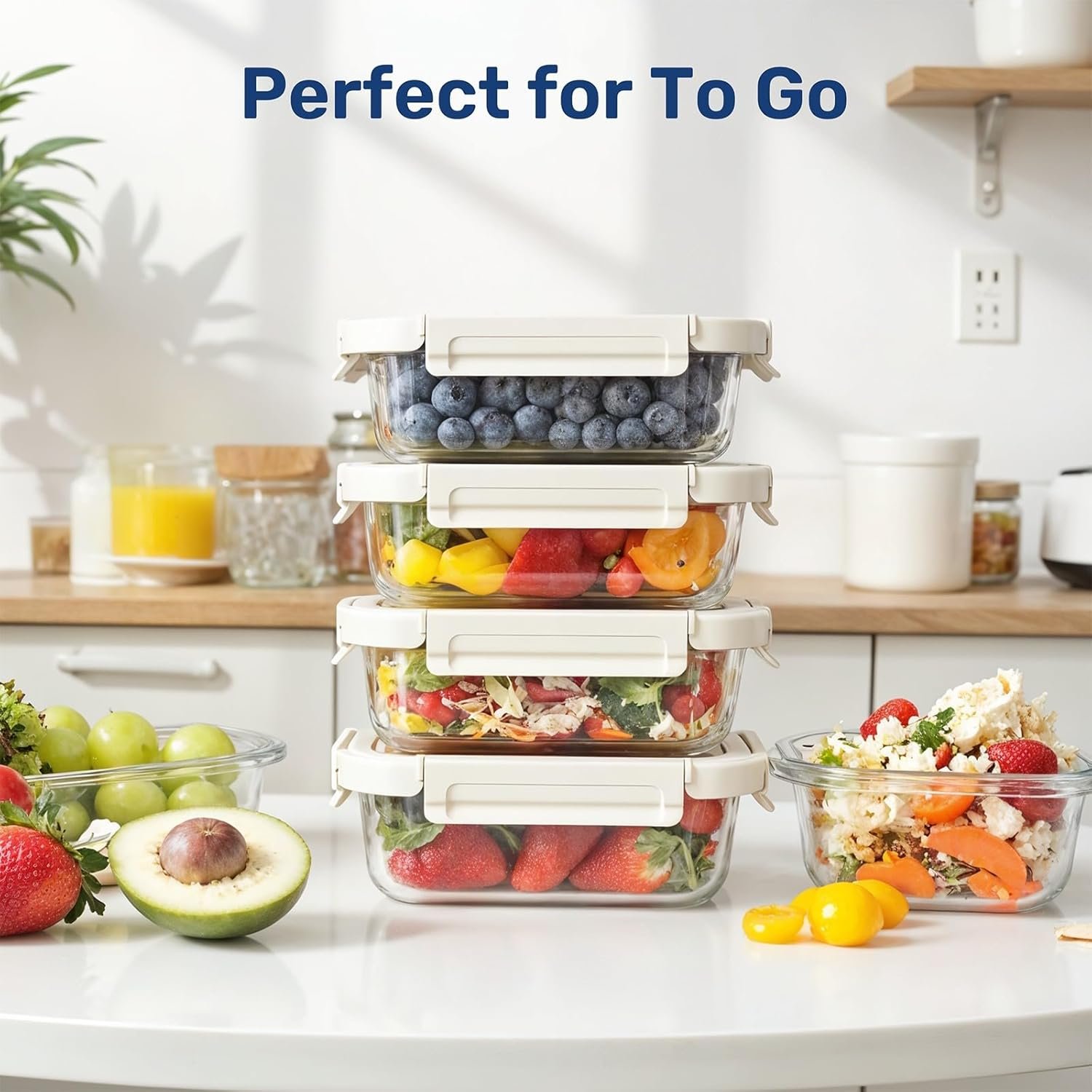 Simple Deluxe Food Meal Prep Containers with Exclusive Glass Lids, Glass Storage Containers with Lids, BPA-Free, Glass Lunch Boxes for Lunch, Pantry Organizers and Storage, Freezer to Oven Safe - Image 8