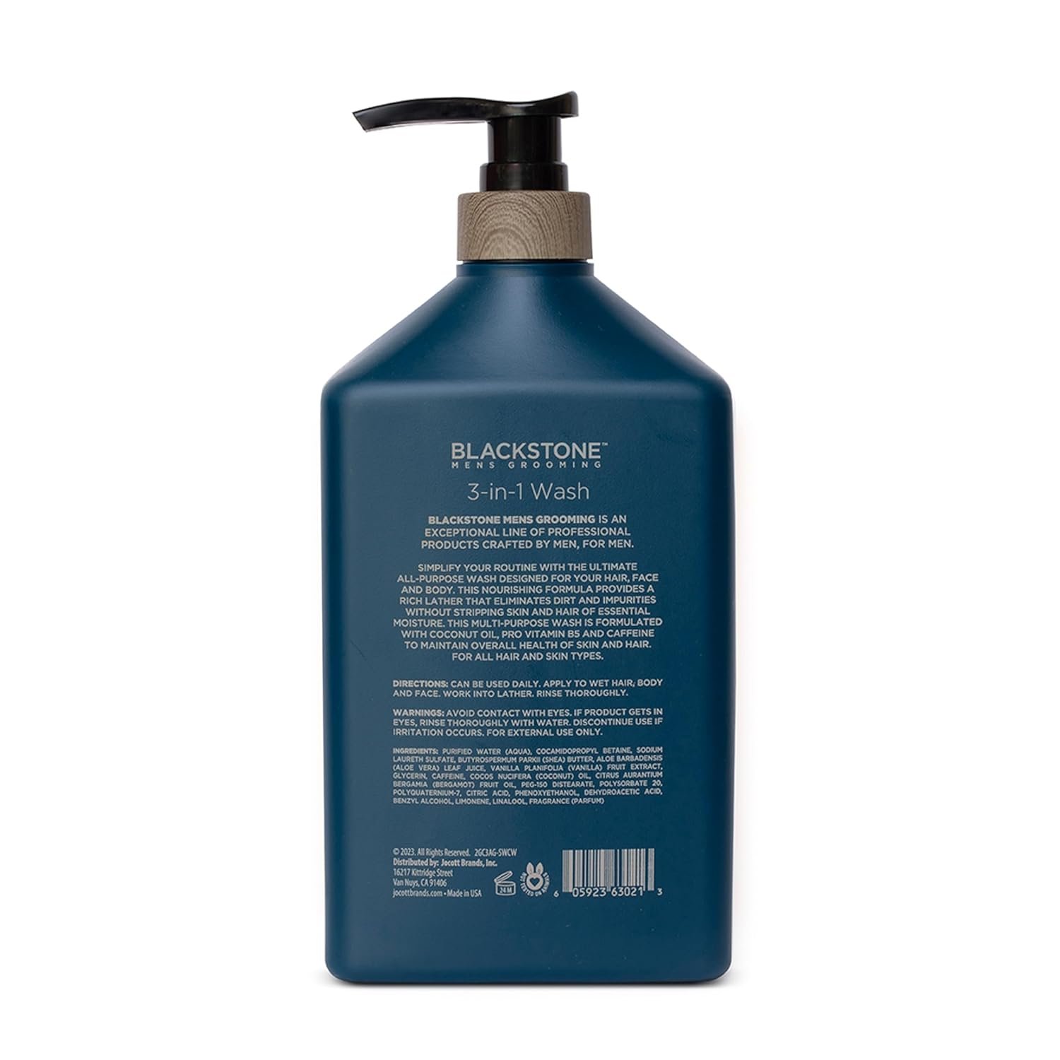 Blackstone Men's Grooming 3-in-1 Wash for Men | Cleanses & Conditions Hair, Body, & Face | For All Skin & Hair Types | With Coconut Oil, Vitamin B5 and Caffeine - Sea & Surf (32 Fl Oz) - Image 3