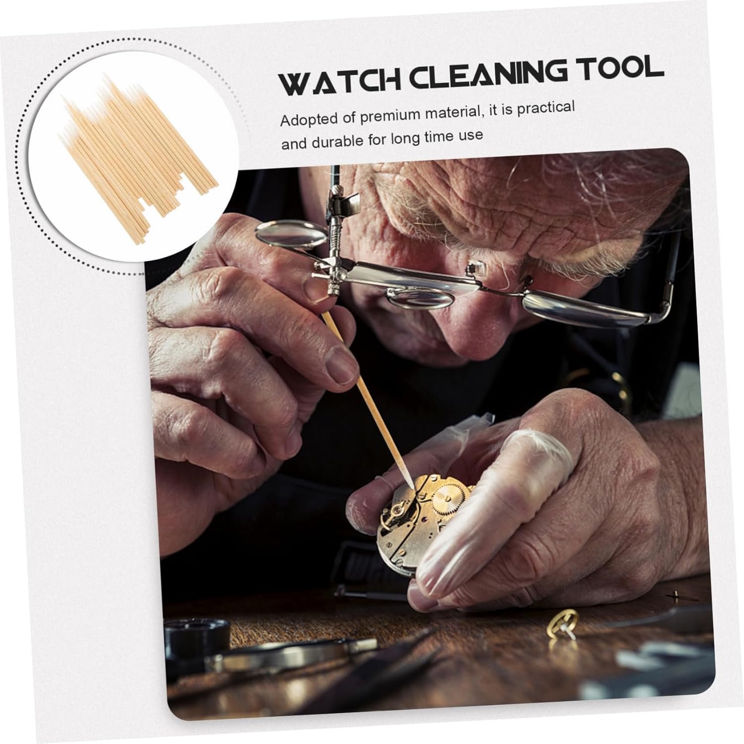 OUNONA 1bag Multi-Purpose Watch Cleaning Swabs Cotton Swab Sticks for Wristwatch Repairing Safe and Essential Cleaning Supplies for Watchmakers and Repairers - Image 8
