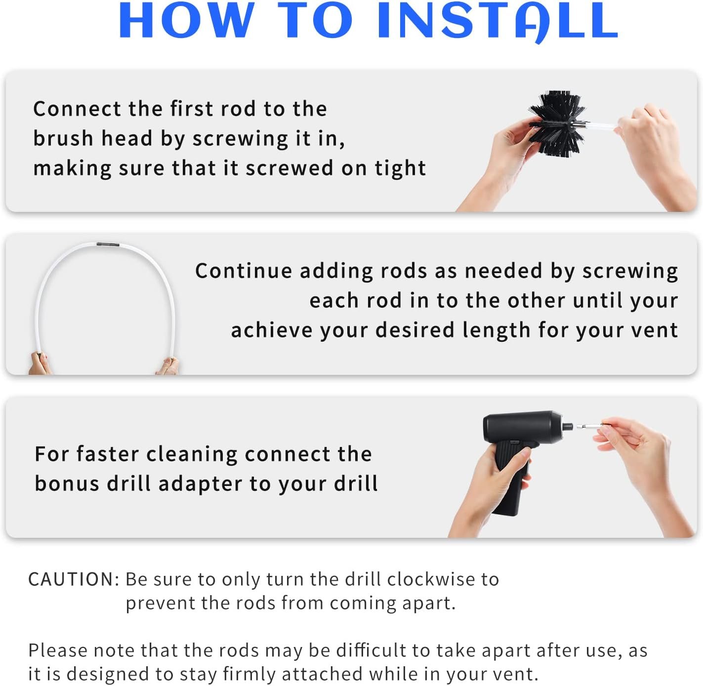 HOKLNUSE Dryer Vent Cleaner Kit Chimney Sweep Cleaning Tools Pellet Stove Cleaner Kit Air Dryer Duct Fireplace Brushes for Easy Lint Cleaning with 4" and 6" Brush Heads (Heavy Duty, 30Feet) - Image 6