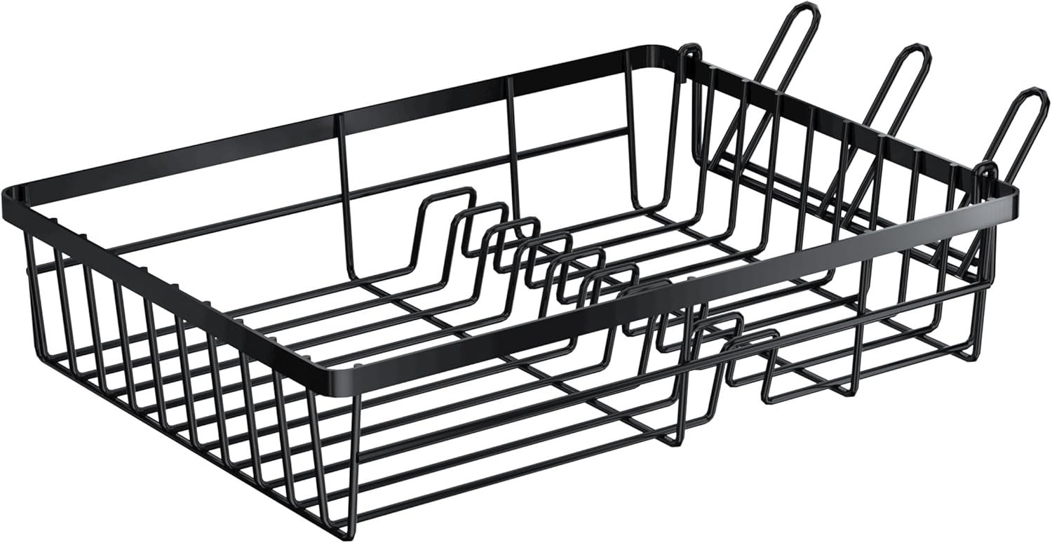 Dish Drying Rack Space-Saving Dish Racks for Kitchen Counter with Drainer, Rustproof Drying Rack with Sink Organizer and Utensil Holder,15" Dx11 W (inches),Black,Rv and Apartment Must Haves - Image 8
