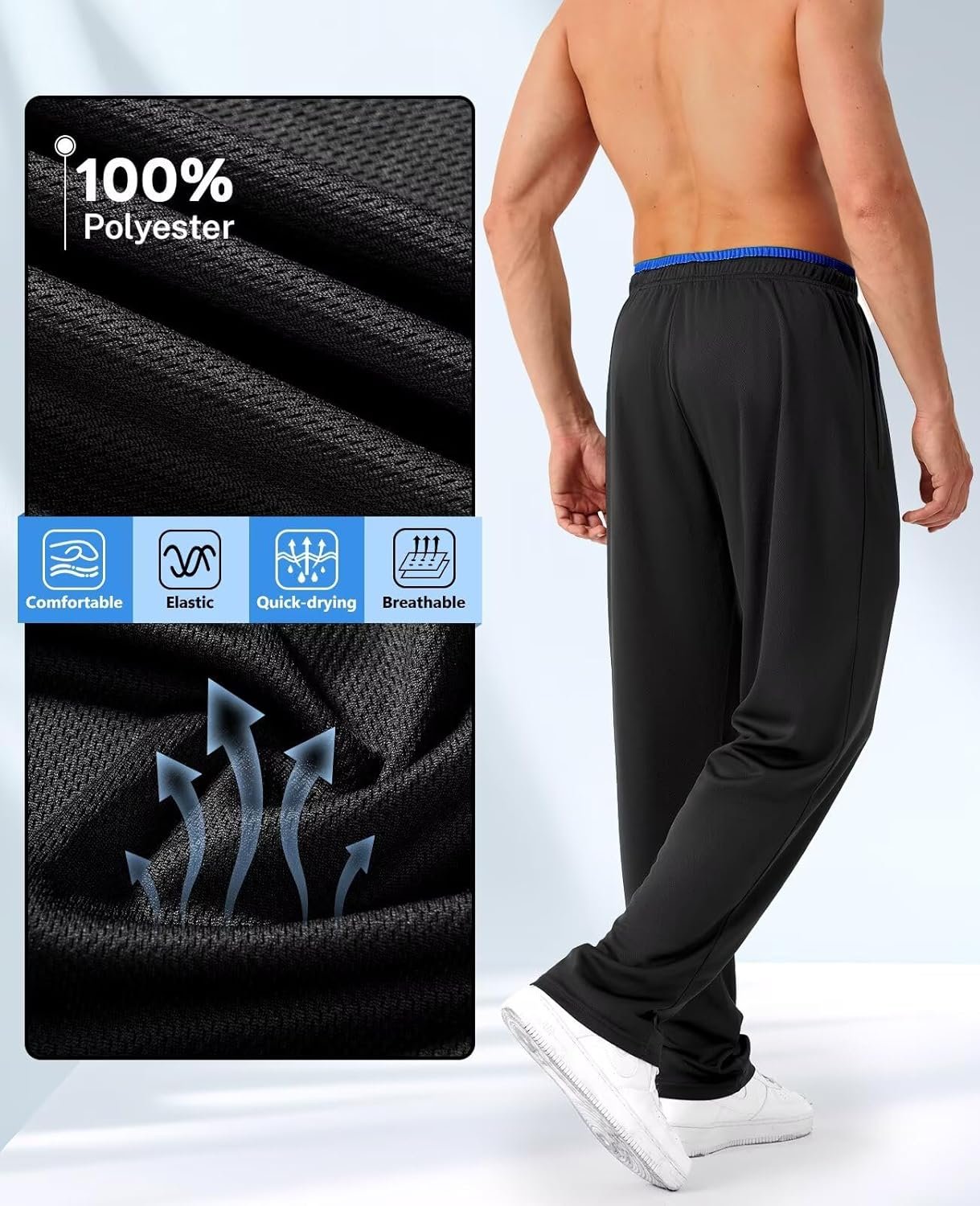 Mens Sweatpants with Zipper Pockets 5 Pack Mens Joggers for Men Open Bottom Mesh Athletic Pants for Workout,Running - Image 6