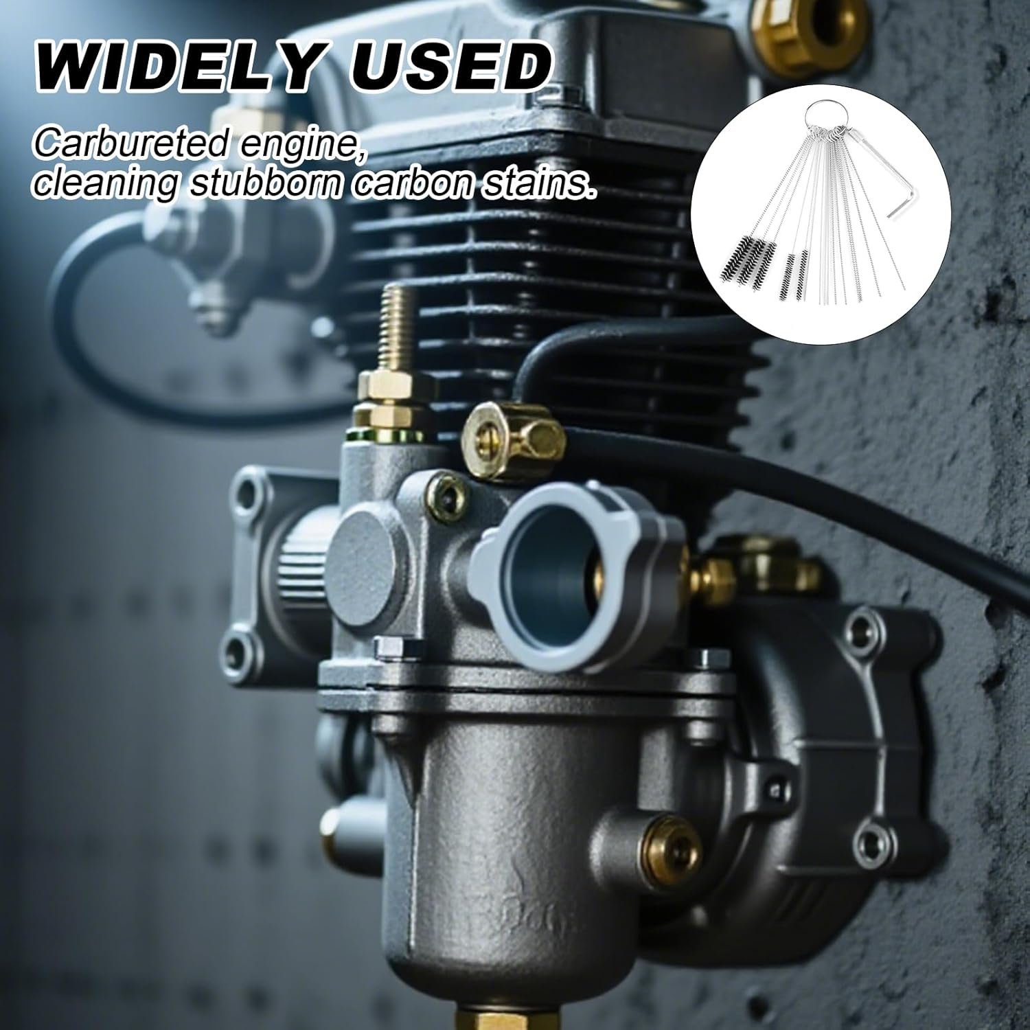 Carburetor Cleaner Tool Kit, Airbrush Torch Tip Cleaner Set Hex Wrench Pointed Pick Single-Head Brush 15 Nylon Brushes 30 Cleaning Needles 13 Cleaning Wires 4 Clean Hooks for Garburator Carb Stain - Image 8