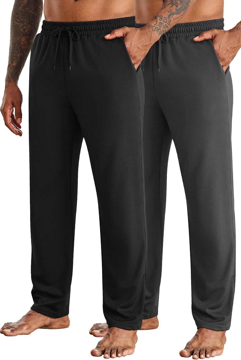 COOFANDY Men's Yoga Sweatpants Open Bottom Lightweight Sweat Pants Drawstring Athletic Lounge Pants with Pockets - Image 2