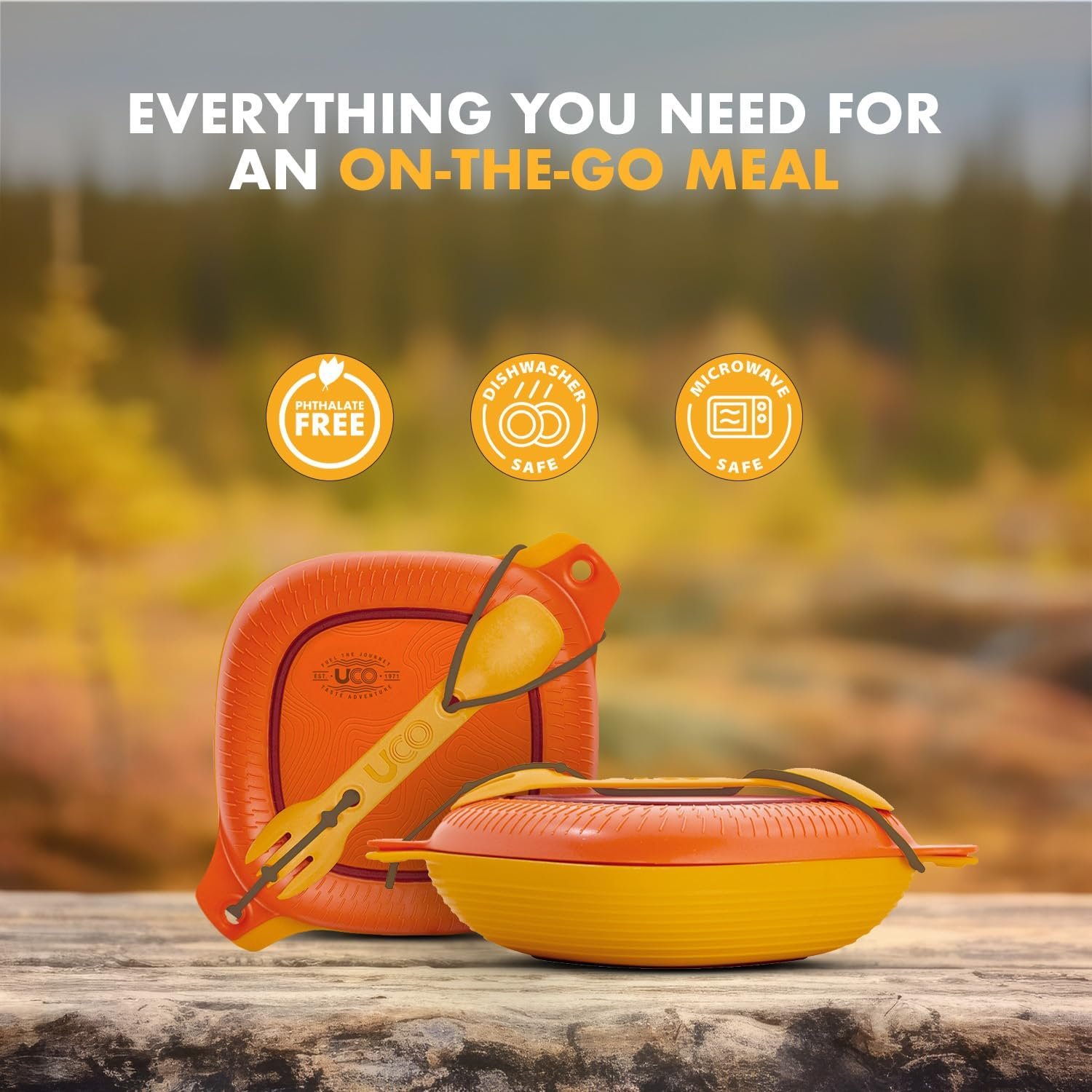 UCO 4-Piece Camping Mess Kit with Bowl, Plate and 3-in-1 Spork Utensil Set - Image 3