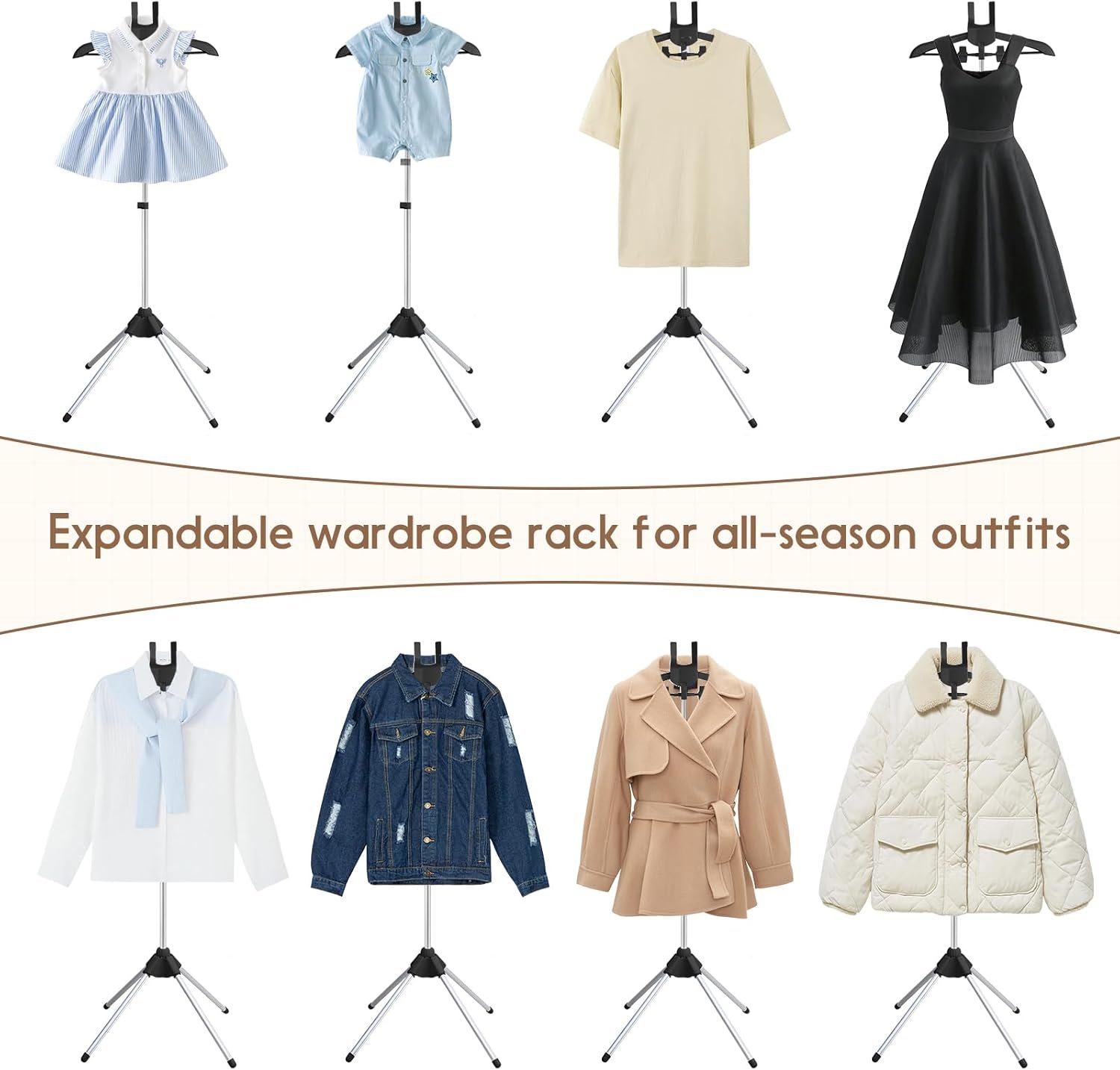 Abiglifty 34-63 Inch Adjustable T Shirt Display Adult for Vendors, Portable Hanging Black Metal Clothes Display, Hanger Rack for Clothing Dress - Image 7