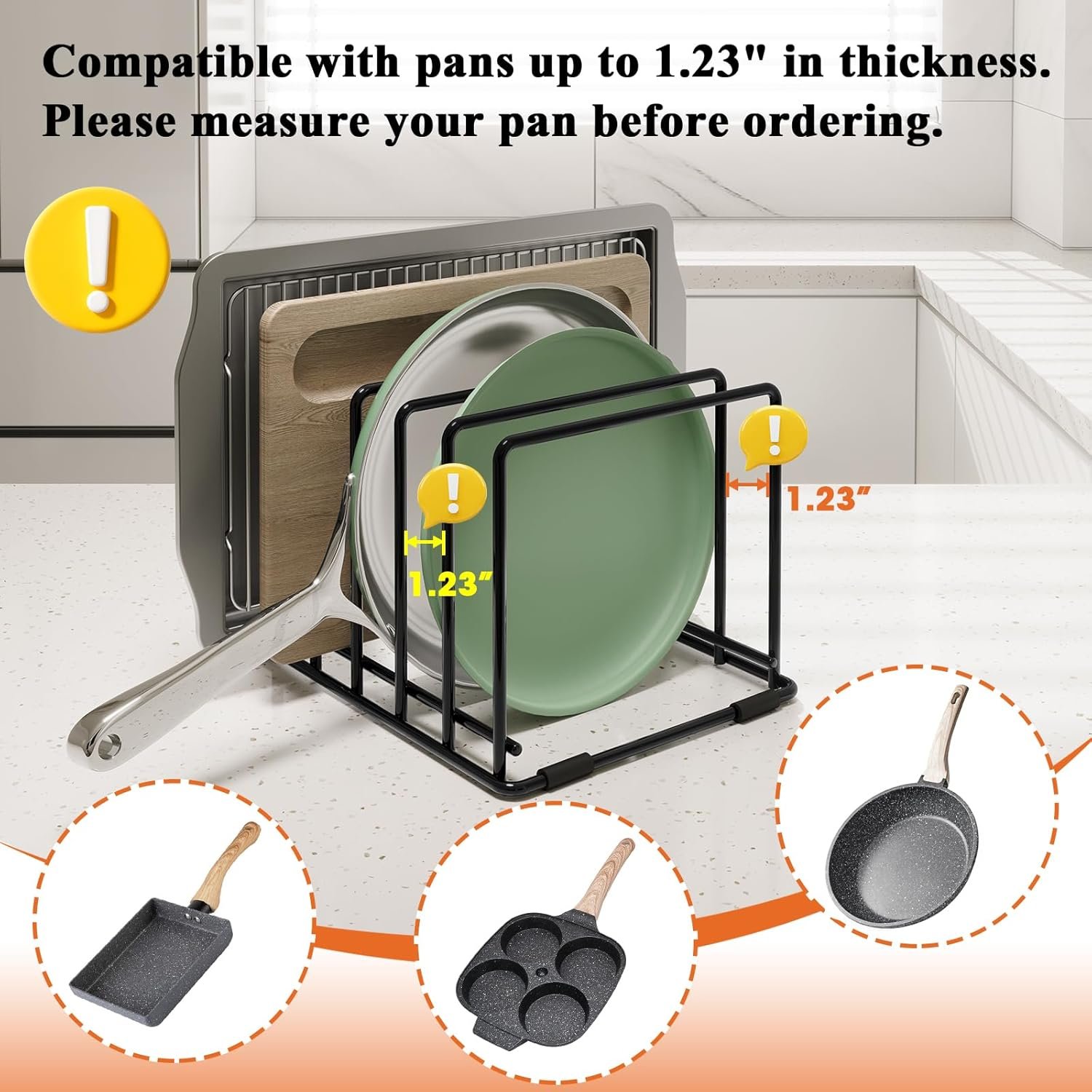 2-Pack Dish Rack & Cutting Board Organizer – 5-Tier Metal Rack for Cutting Boards, Bakeware, Trays – Space-Saving Kitchen Storage, Rust-Resistant Dish Organizer for Cabinets, Countertops & Pantry - Image 4