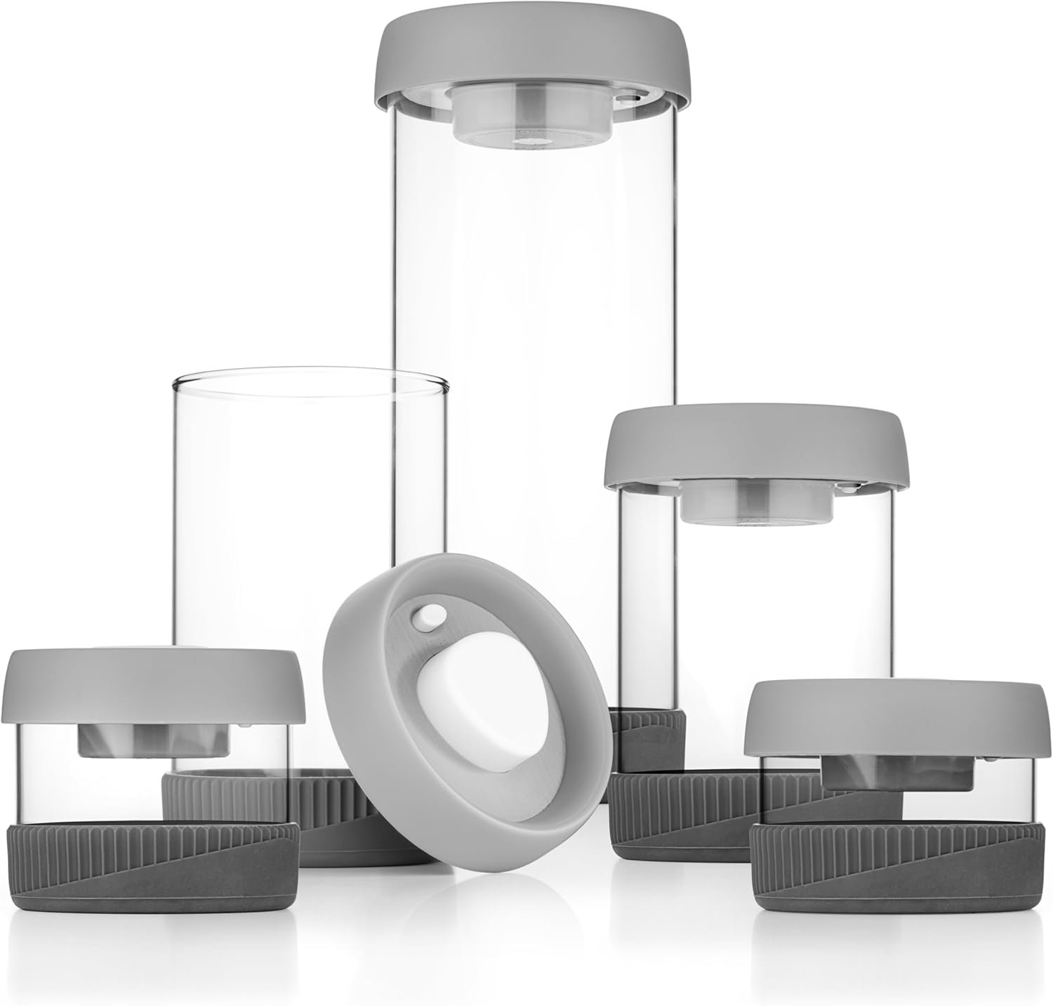 Glass Canisters Set - Kitchen Leakproof Seal Food Storage Jars - Coffee Bean Container - Pack of 5 Glass Canisters With Vacuum Airtight Lids for Cereal, Pet Treats, Nuts, Candy - Image 10