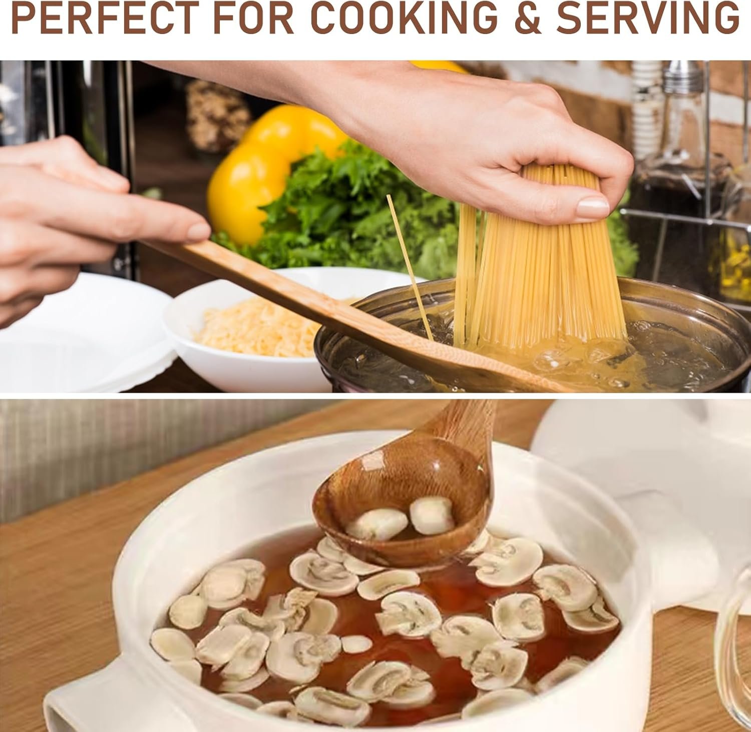 FJNATINH 3-Piece Teak Wooden Wok Spatula Set, Wooden Kitchen Utensil Set, 100% Natural Teak Wood Cooking Utensils - Image 6