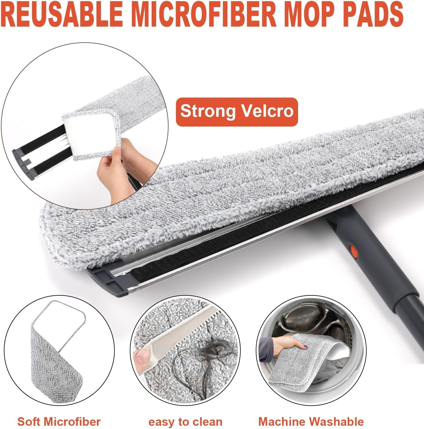 18 Professional Microfiber Mop Large Flat Mops for Floor Cleaning 4 Reusable Washable mop Pads Hardwood Cleaning System Wet and Dust Mop with 61in Long Stainless Steel Handle - Image 4
