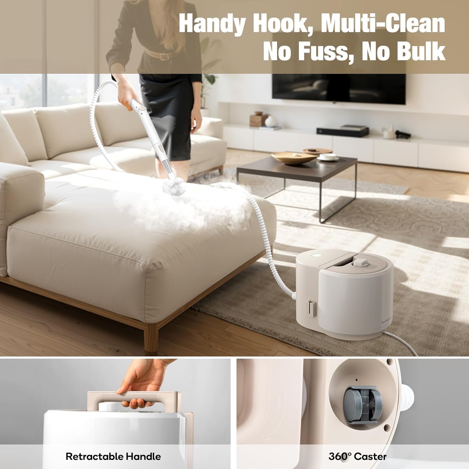 Newbealer Heavy-Duty Steam Cleaner for Home, Stainless Steel Boiler, 12-Piece Accessory Kit, Max 5 Bar Pressure, Multi-Purpose Steamer for Floors, Cars, Furniture, Upholstery, and More - Image 9