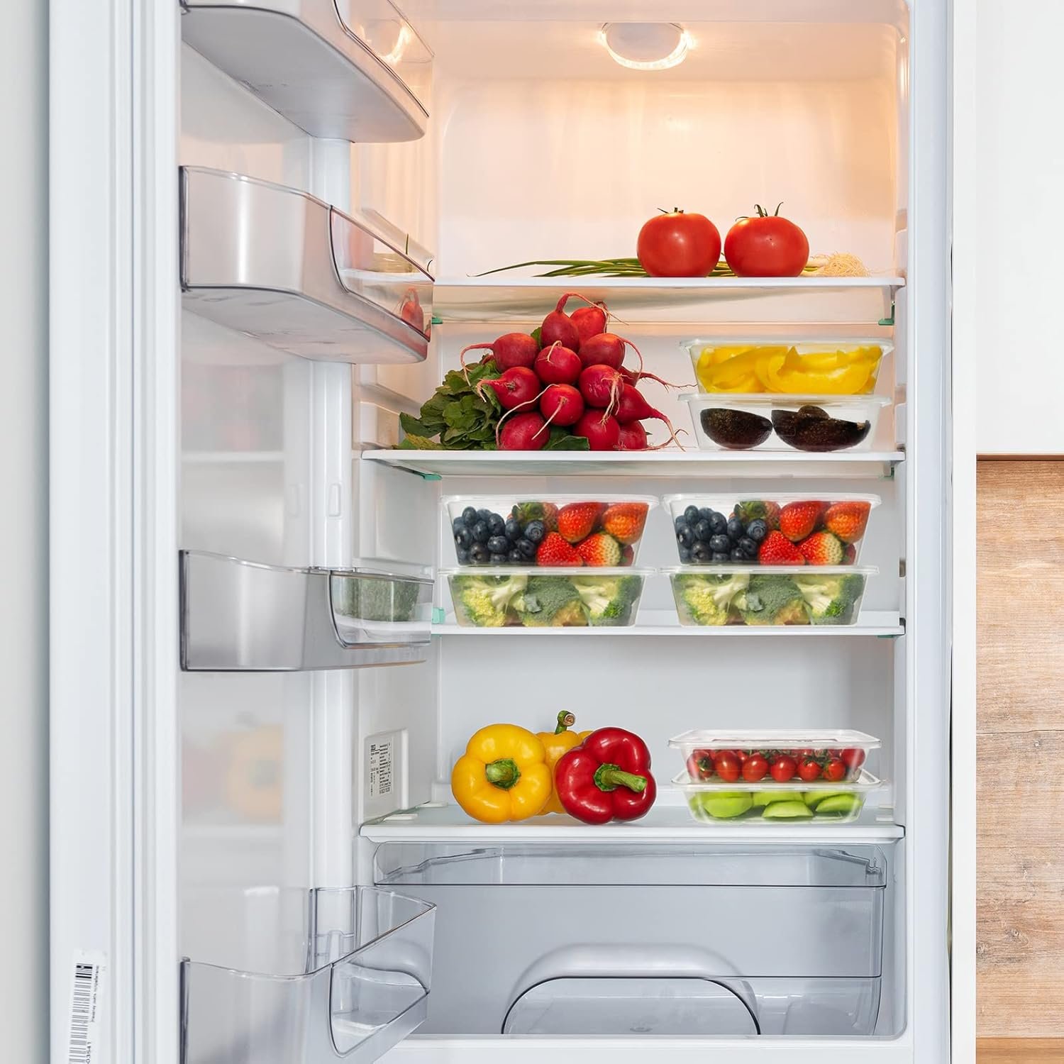 50 Sets 17oz/500ml Disposable Food Container Box with Lids, Stackable Clear Plastic Food Storage Box, Dispensing Meal Prep Food Container for Keto Lunch Snack Microwave Safe - Image 5