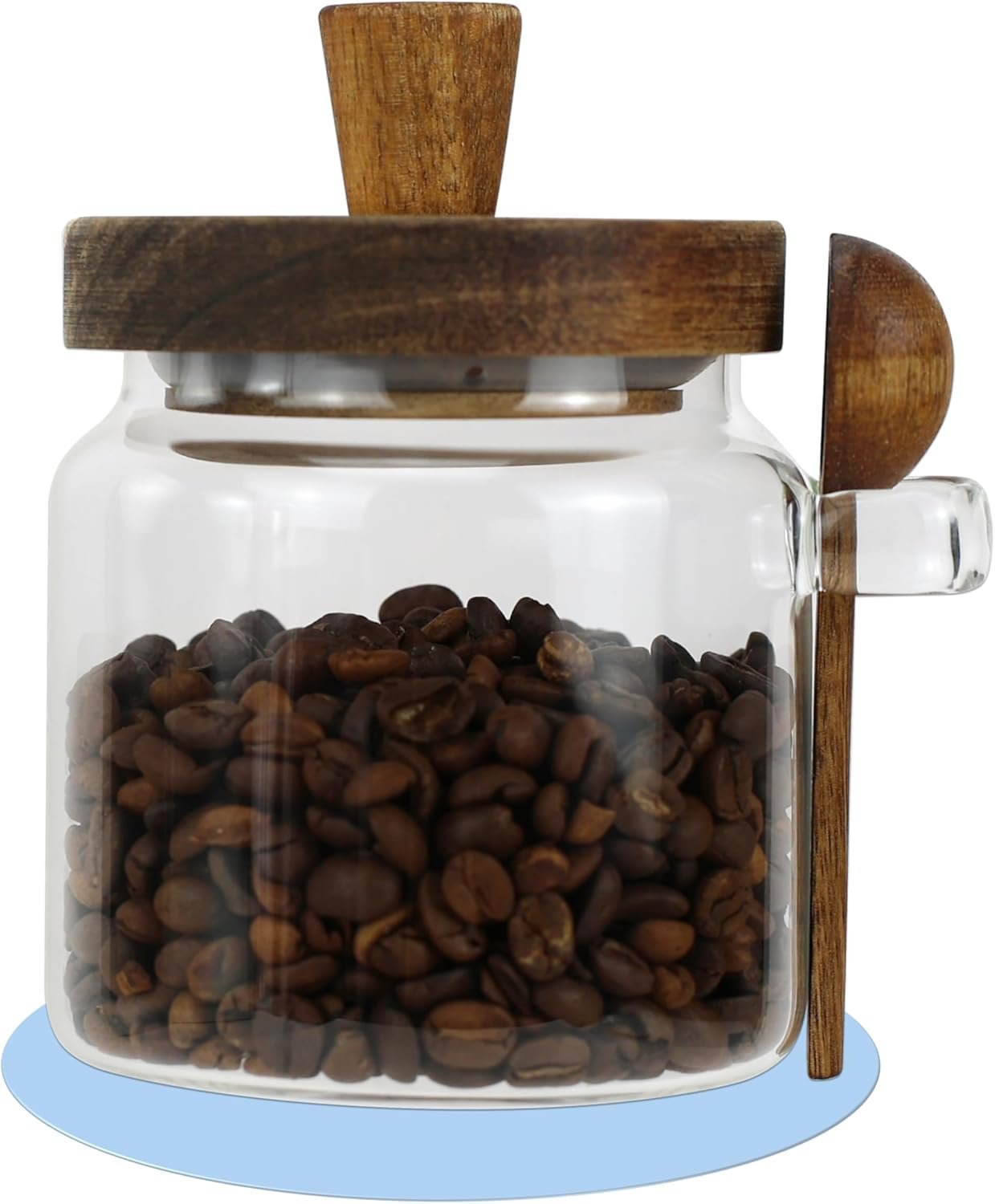 EIKS Glass Jars with Wooden Lids and Scoop, Airtight Food Storage Containers for Sugar Coffee Bean Candy Spice Bath Salt (18oz) - Image 2