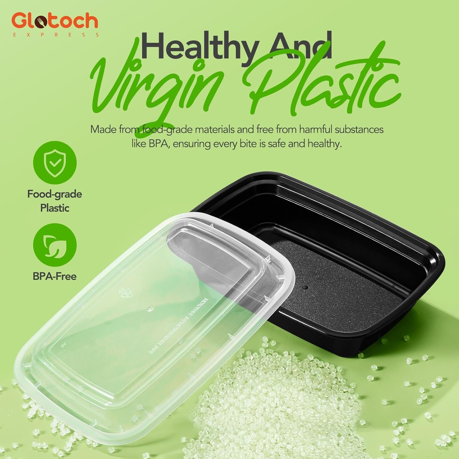 100-Piece (50-Pack) 24 OZ Meal Prep Containers Reusable with Lids, Sturdy Leakproof & Food Safe, Microwave, Freezer, Dishwasher Safe To Go Food Containers, Plastic Take Out Containers, Black - Image 4