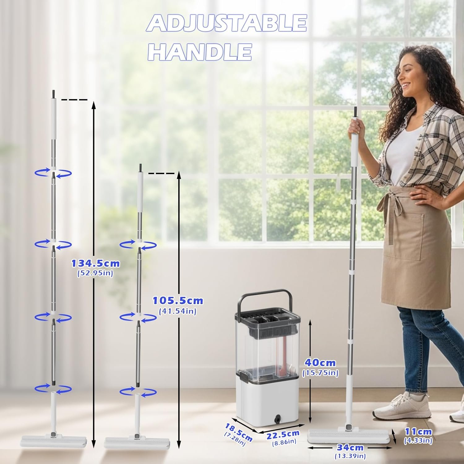 Mop and Bucket Set,Midyb Flat Mops and Bucket System with 2 Microfiber Pads,Mop and Bucket with Wringer Set,Automatic Separates Dirty and Clean Water,Wet and Dry Use Mops for Floor Cleaning - Image 8
