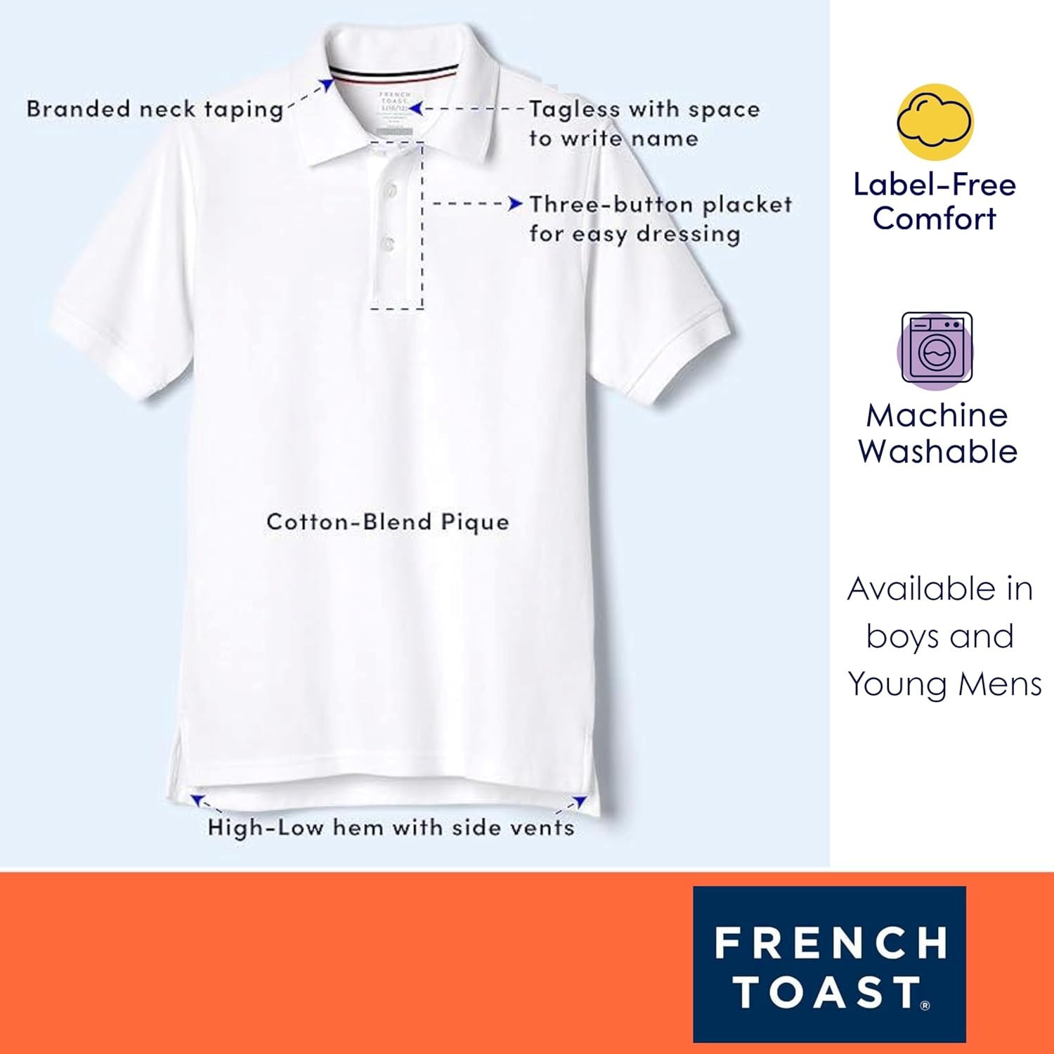 French Toast Unisex-Adult Sleeve Pique Polo Shirt (Standard & Husky) - Image 4