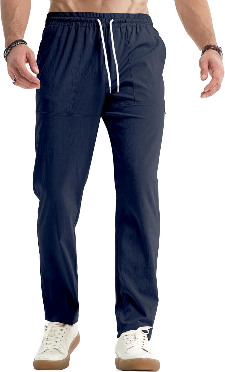 JMIERR Mens Casual Lightweight Pants Stretch Elastic Waist Drawstring Jogging Sweatpants Pants - Image 8