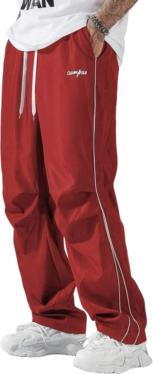 ZAFUL Men's Parachute Sweatpants Y2k Baggy Track Pants Drawstring Wide Leg Casual Trousers Streetwear - Image 2