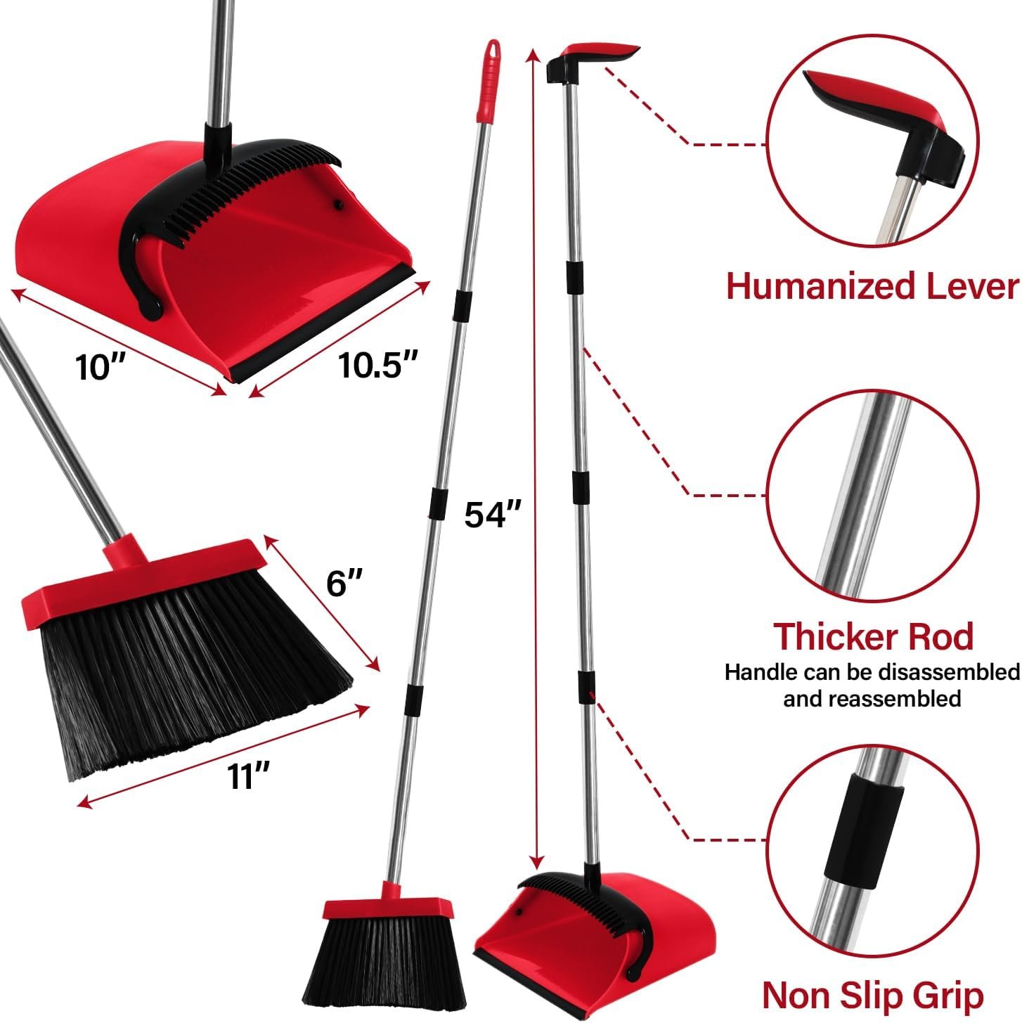 MOPPLEX Broom and Dustpan Set Combo, Kitchen Broom and Dustpan for Easy Sweeping, Premium Broom and Dustpan Set for Home Cleaning, Perfect Dust Pan and Broom Set for Home, Kitchen, and Office - Image 5
