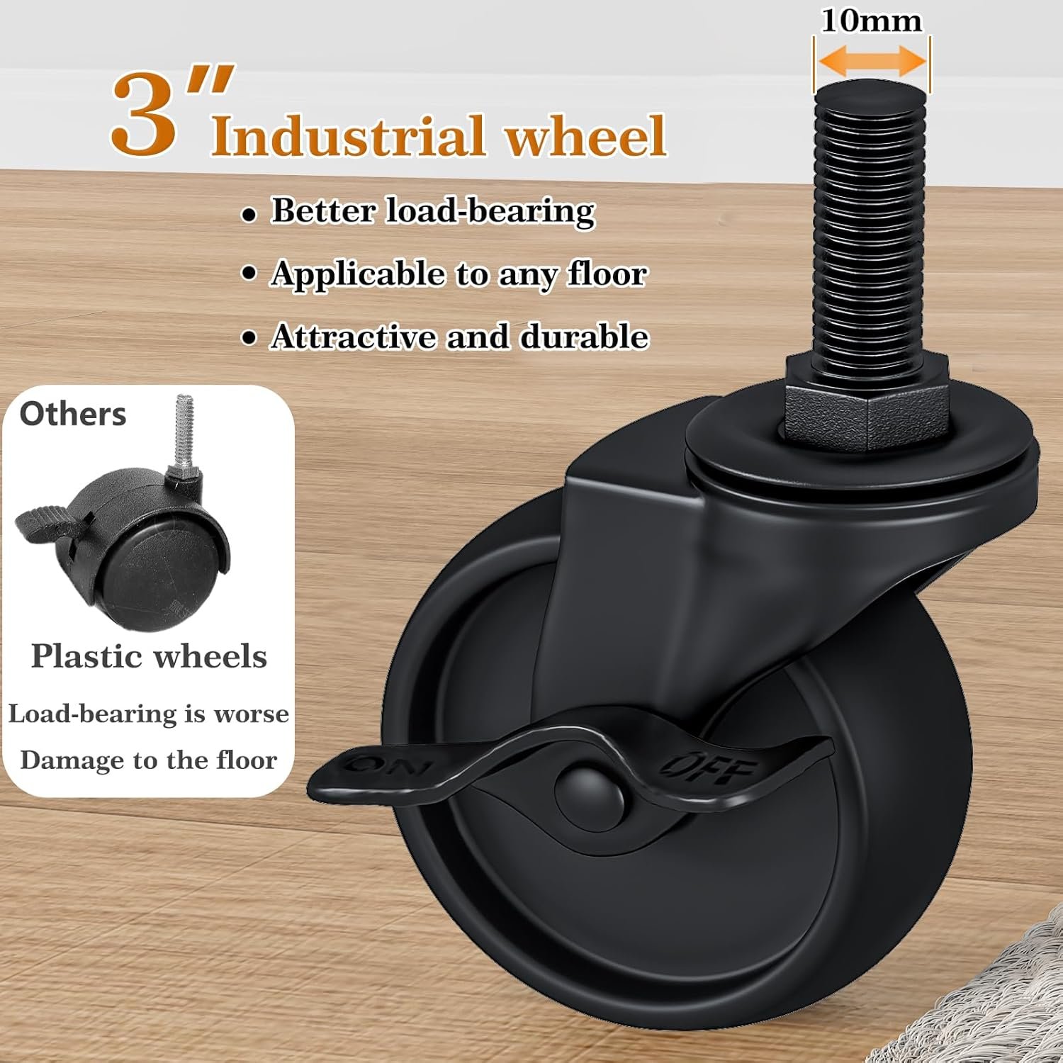 Clothes Rack Clothing Racks for Hanging Rolling Heavy Duty Coat Rack Drying Rack Clothing 200lbs Capacity 3" Industrial Wheels, 1" Pipe,Rolling Garment Rack Black - Image 6