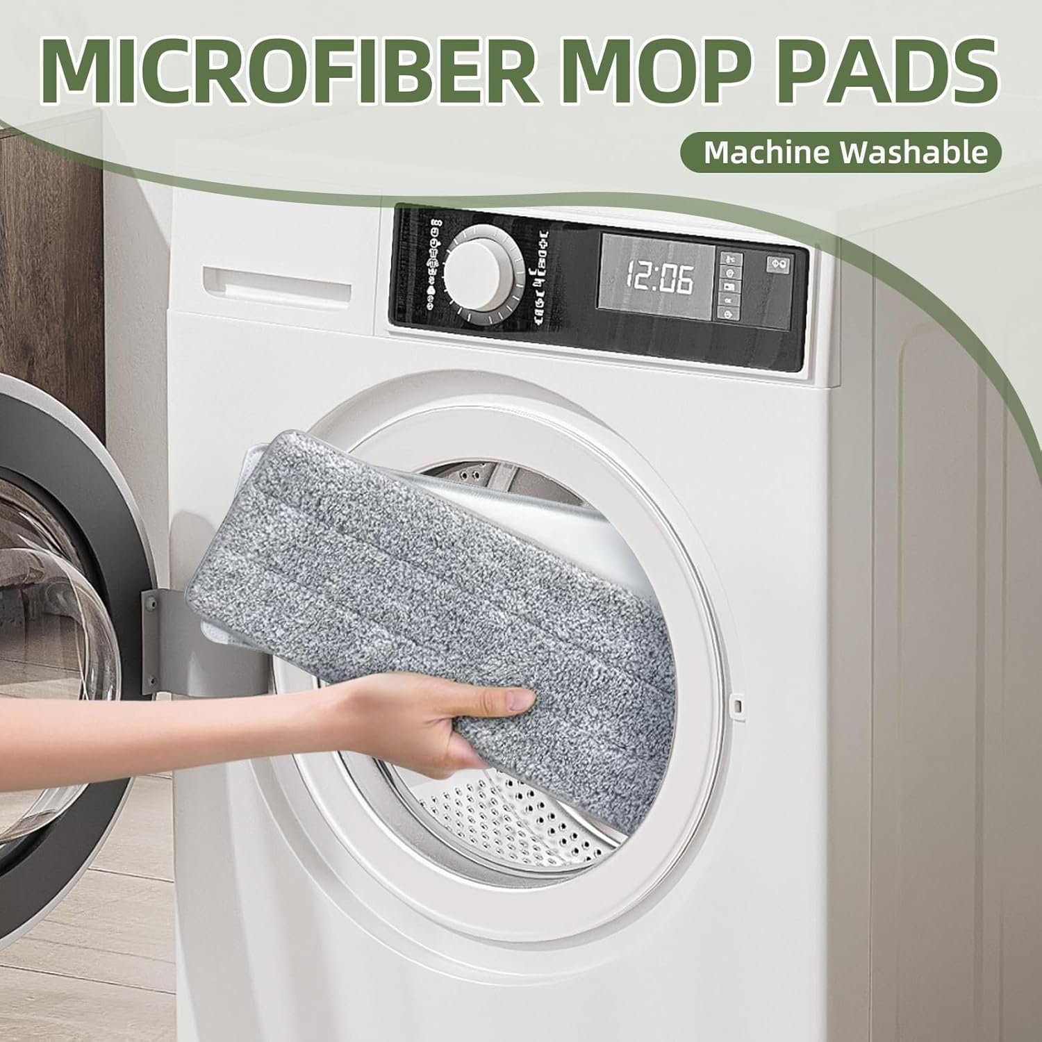 Flat Mop Pads 6pcs for Mop and Bucket Set with Wringer Replacement Microfiber Cloths Compatible with Floor Cleaning Mop Bucket Set - 15.7" X 4.5" - Image 4