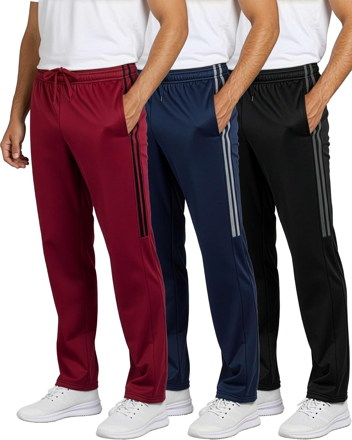 Real Essentials 3 Pack: Men’s Sweatpants – Athletic Track Pants with Pockets | Workout, Running & Lounge (Big and Tall) - Image 2