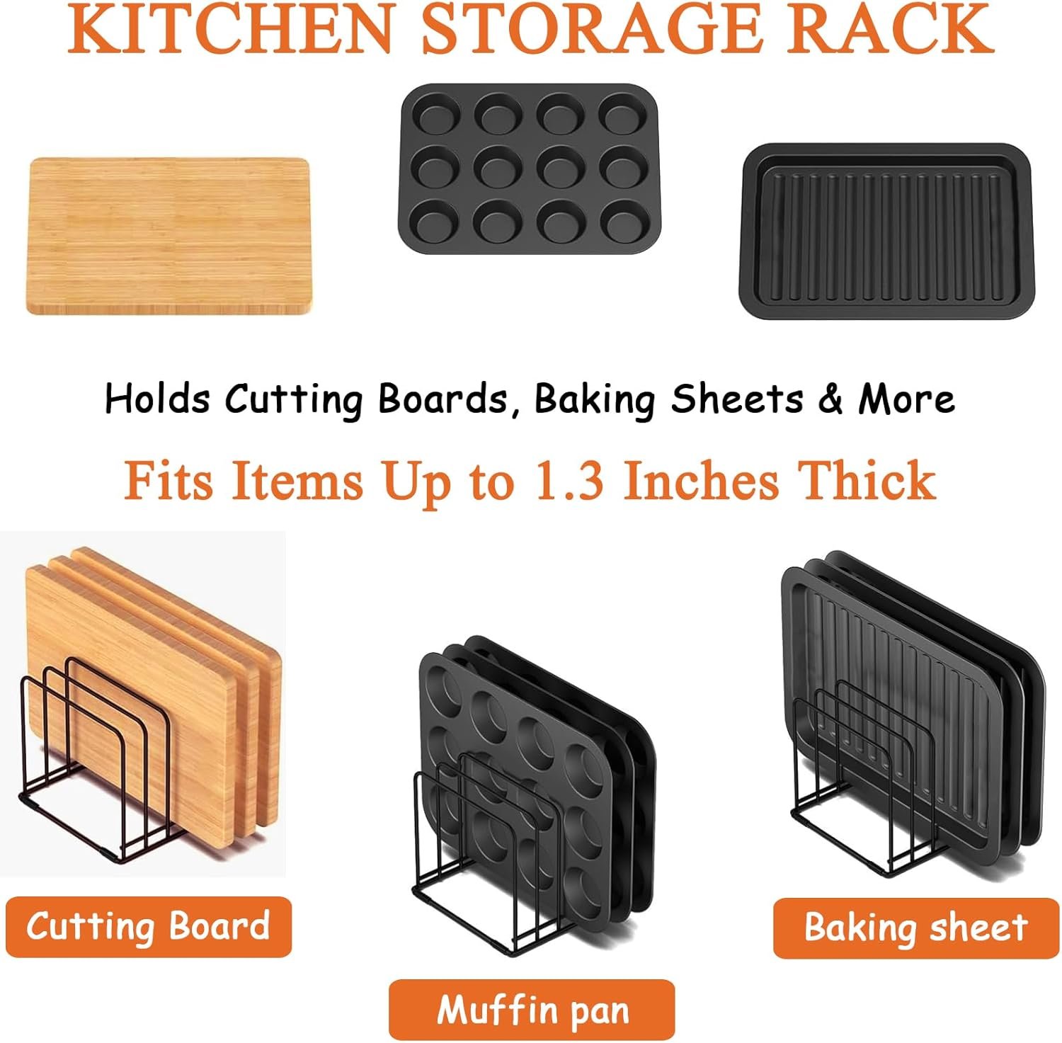 2-Pack Dish Rack & Cutting Board Organizer – 5-Tier Metal Rack for Cutting Boards, Bakeware, Trays – Space-Saving Kitchen Storage, Rust-Resistant Dish Organizer for Cabinets, Countertops & Pantry - Image 6
