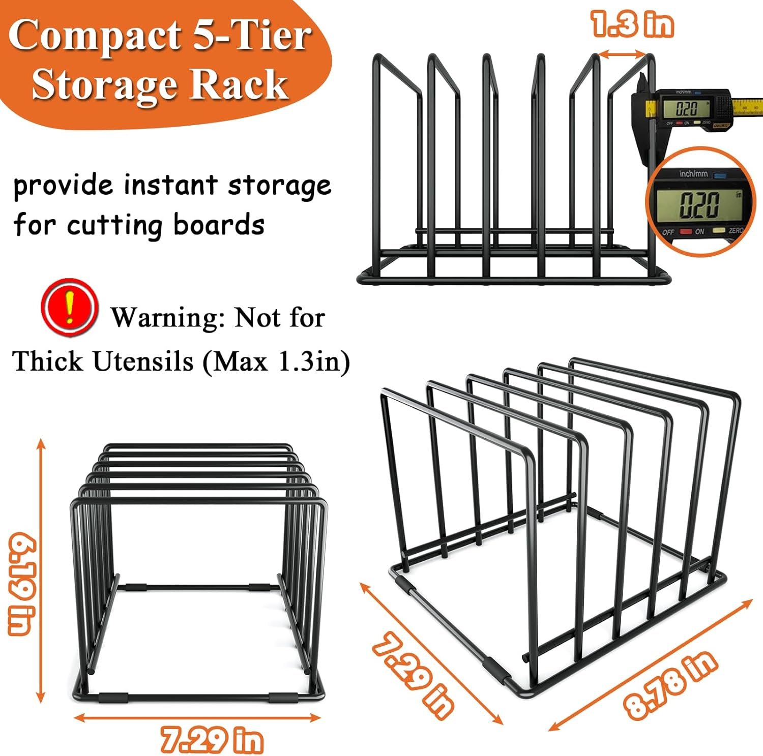 2-Pack Dish Rack & Cutting Board Organizer – 5-Tier Metal Rack for Cutting Boards, Bakeware, Trays – Space-Saving Kitchen Storage, Rust-Resistant Dish Organizer for Cabinets, Countertops & Pantry - Image 3