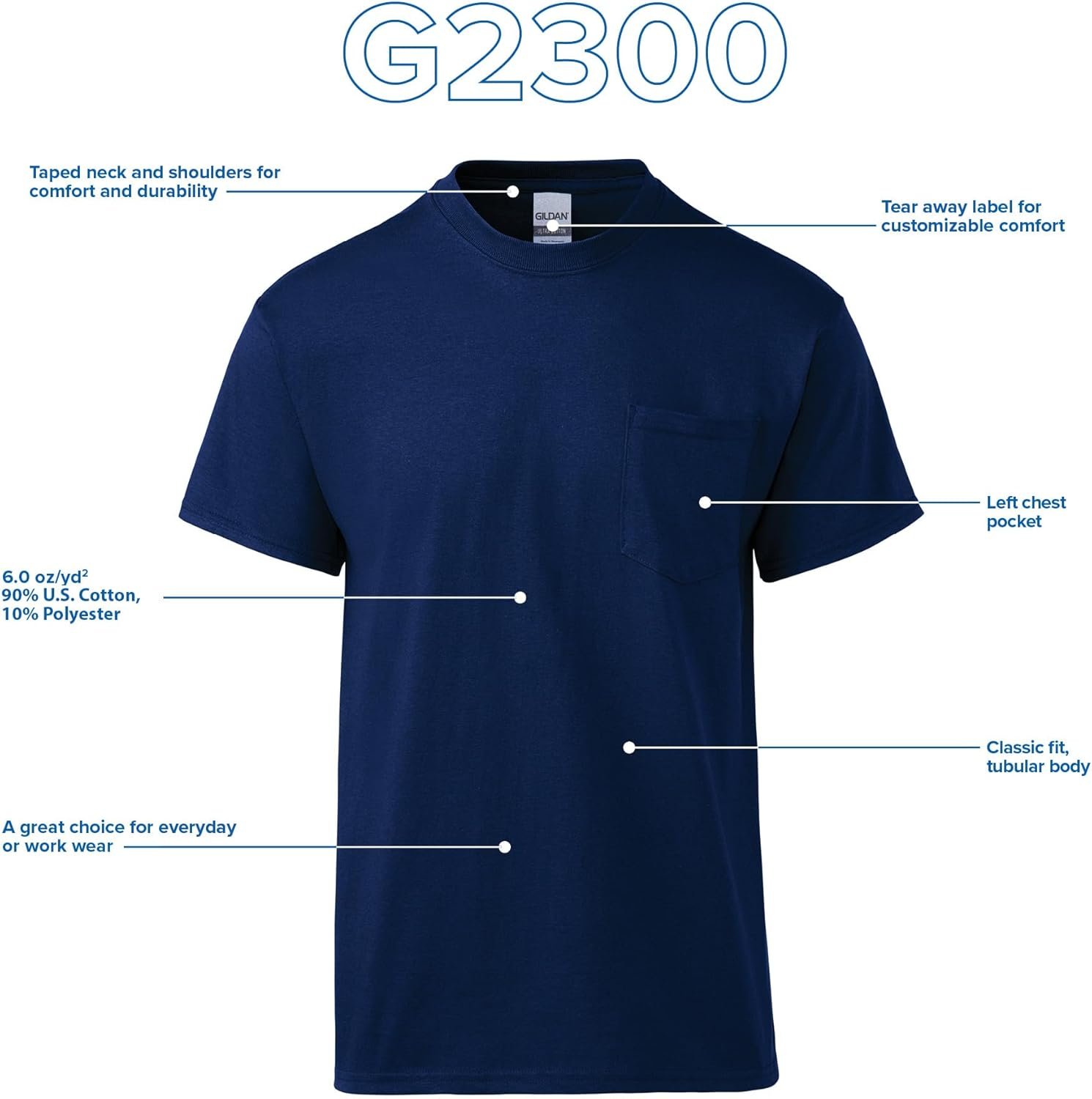 Gildan Adult Ultra Cotton T-Shirt with Pocket, Style G2300, 2-Pack - Image 5