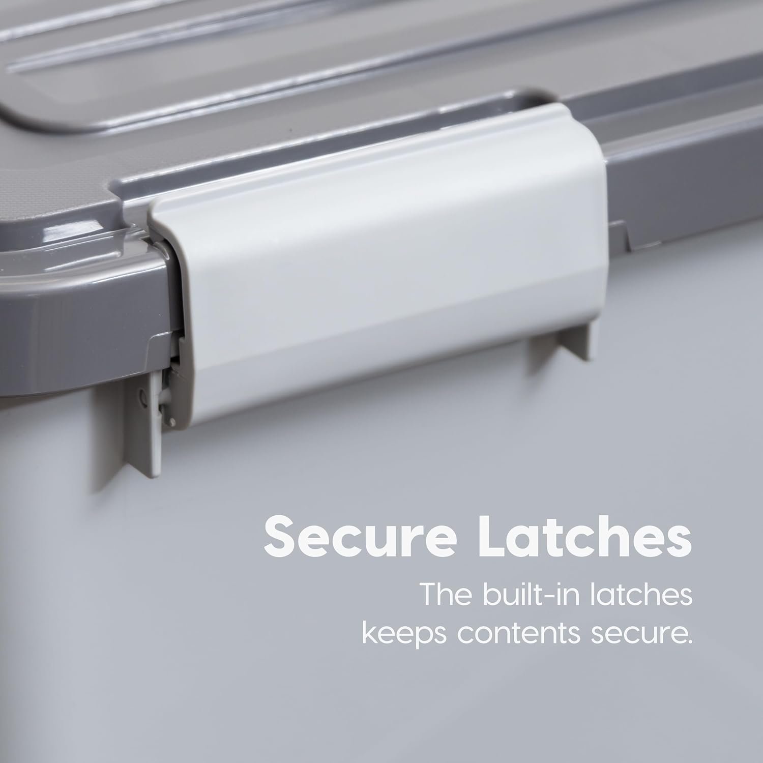 IRIS USA Stackable Dog Food Storage Container with 2 Cup Scoop, 4 Secure Latches, Fits up to 30 lbs, Pet Dry Food Bin, Gasket Seal Lid, BPA Free, Stackable, Easy Measure, Gray/Dark Gray - Image 8