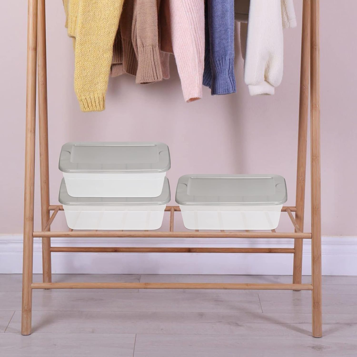 DecorRack Clear Plastic Storage Containers, 6 Quart Shoe Boxes, Stackable, Perfect for Toy Storage, Cat and Dog Food Container, Grey (6 Pack) - Image 8