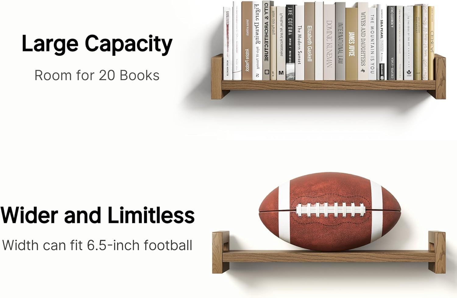 Vailando Floating Shelves for Wall, Set of 4 Solid Wood Wall Mounted Shelves, 16" Rustic Walnut Display Shelf for Bedroom, Living Room, Bathroom, Kitchen – Strong Load Capacity & Natural Pine - Image 5