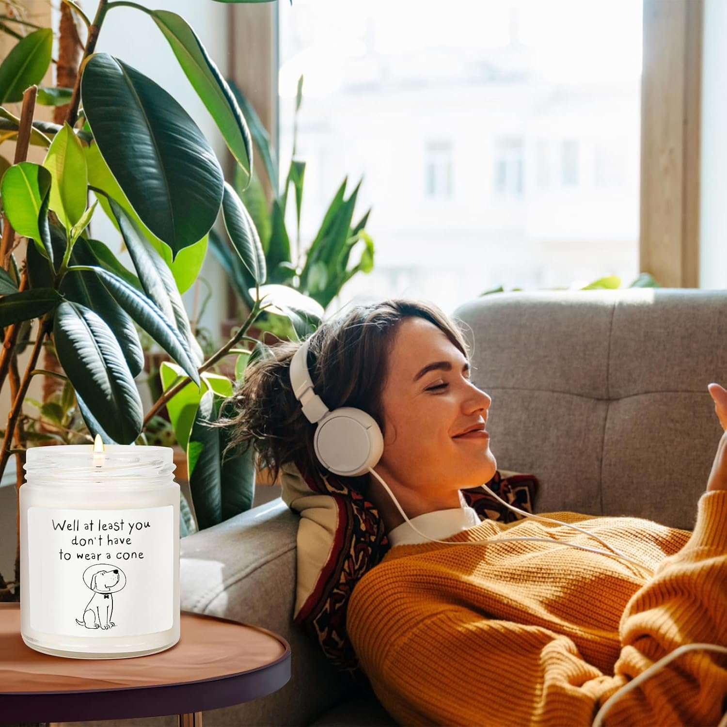 Get Well Soon Gifts for Women Men, Get Well Gifts for Women After Surgery, at Least You Don't Have to Wear A Cone Lavender Scented Candle for Home Decor, Surgery Recovery Gift for Woman - Image 5