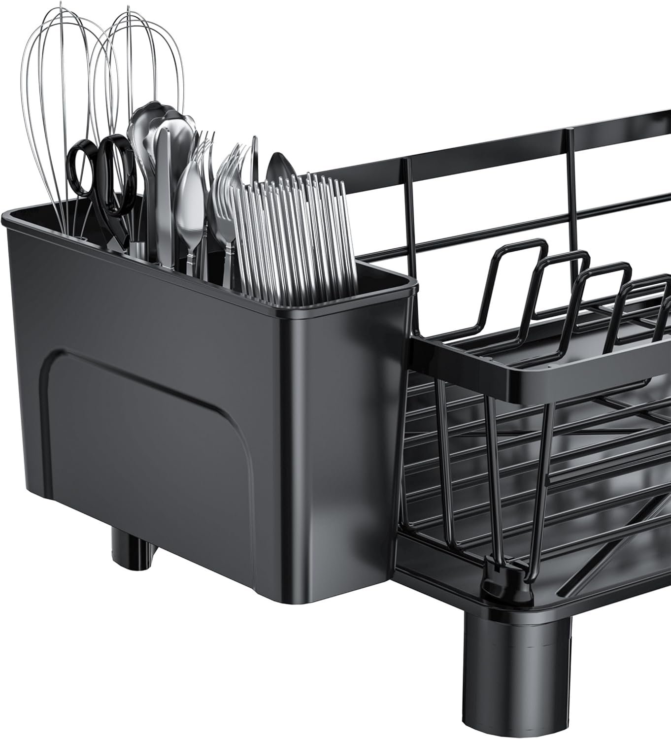 Dish Drying Rack Space-Saving Dish Racks for Kitchen Counter with Drainer, Rustproof Drying Rack with Sink Organizer and Utensil Holder,15" Dx11 W (inches),Black,Rv and Apartment Must Haves - Image 9